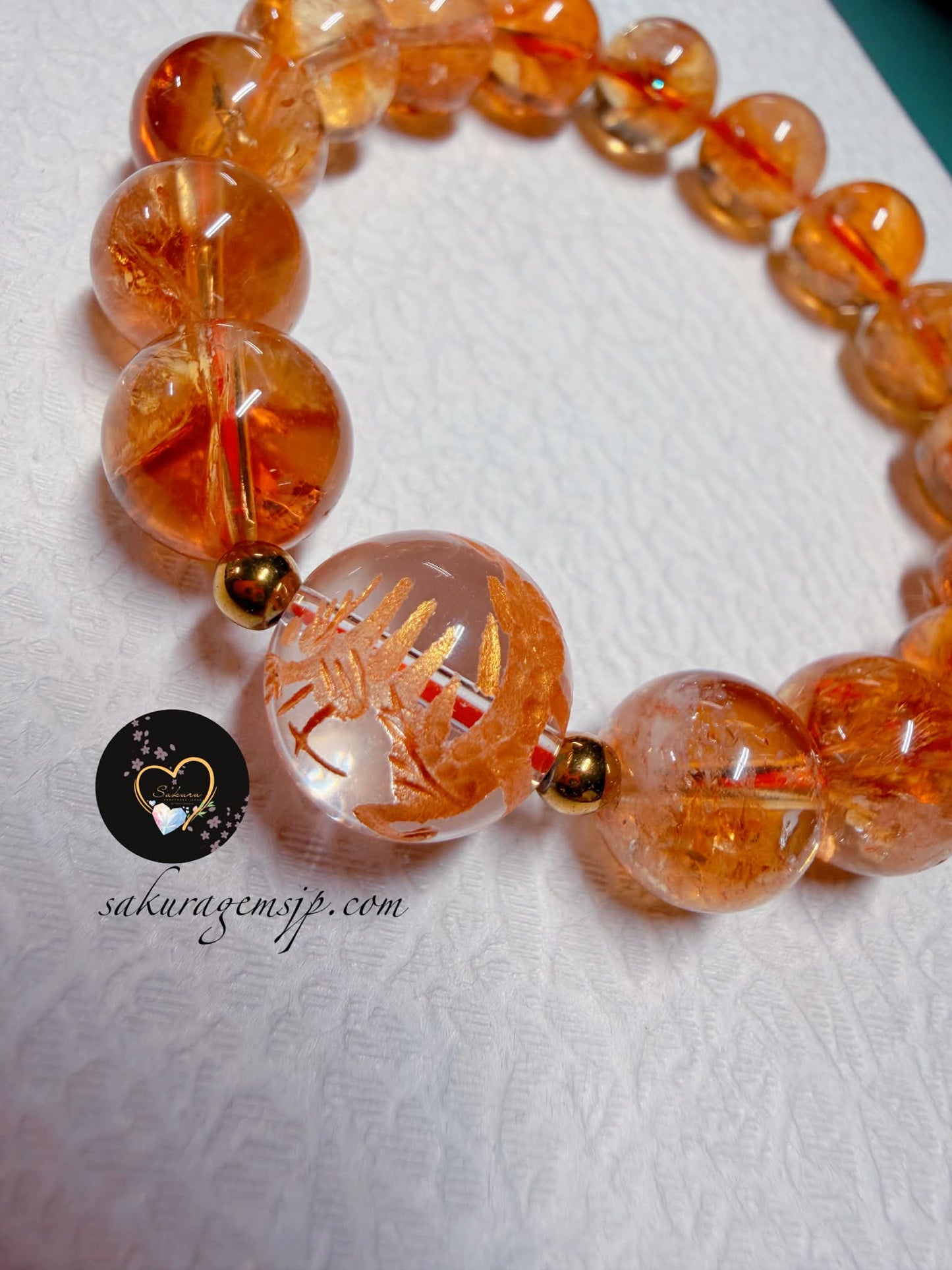 Natural Stone “RAINBOW Citrine” Pyramid Phantom Bracelet