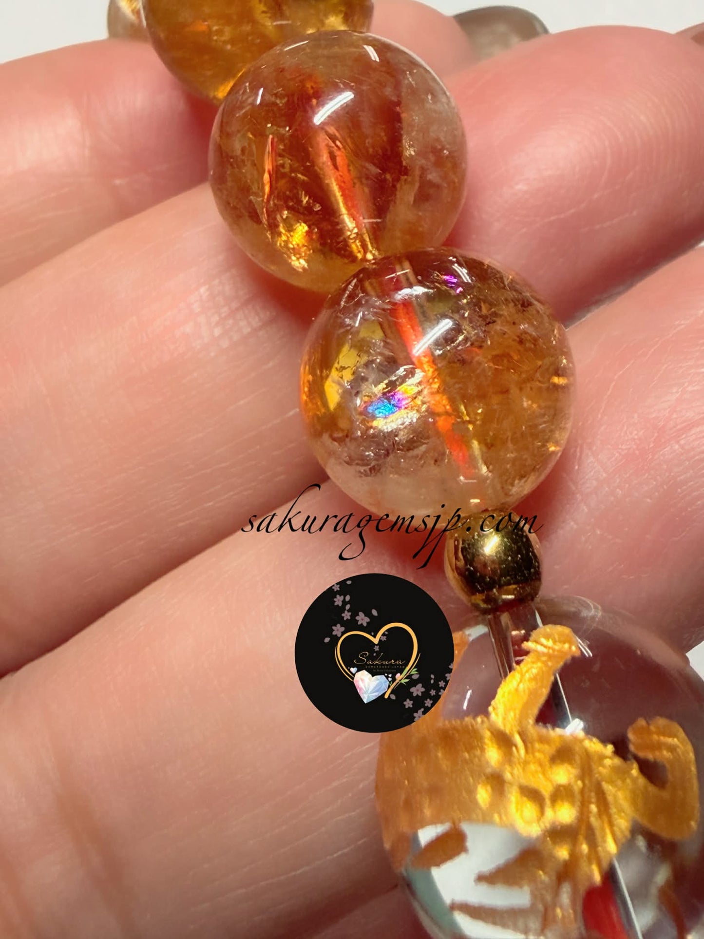 Natural Stone “RAINBOW Citrine” Pyramid Phantom Bracelet