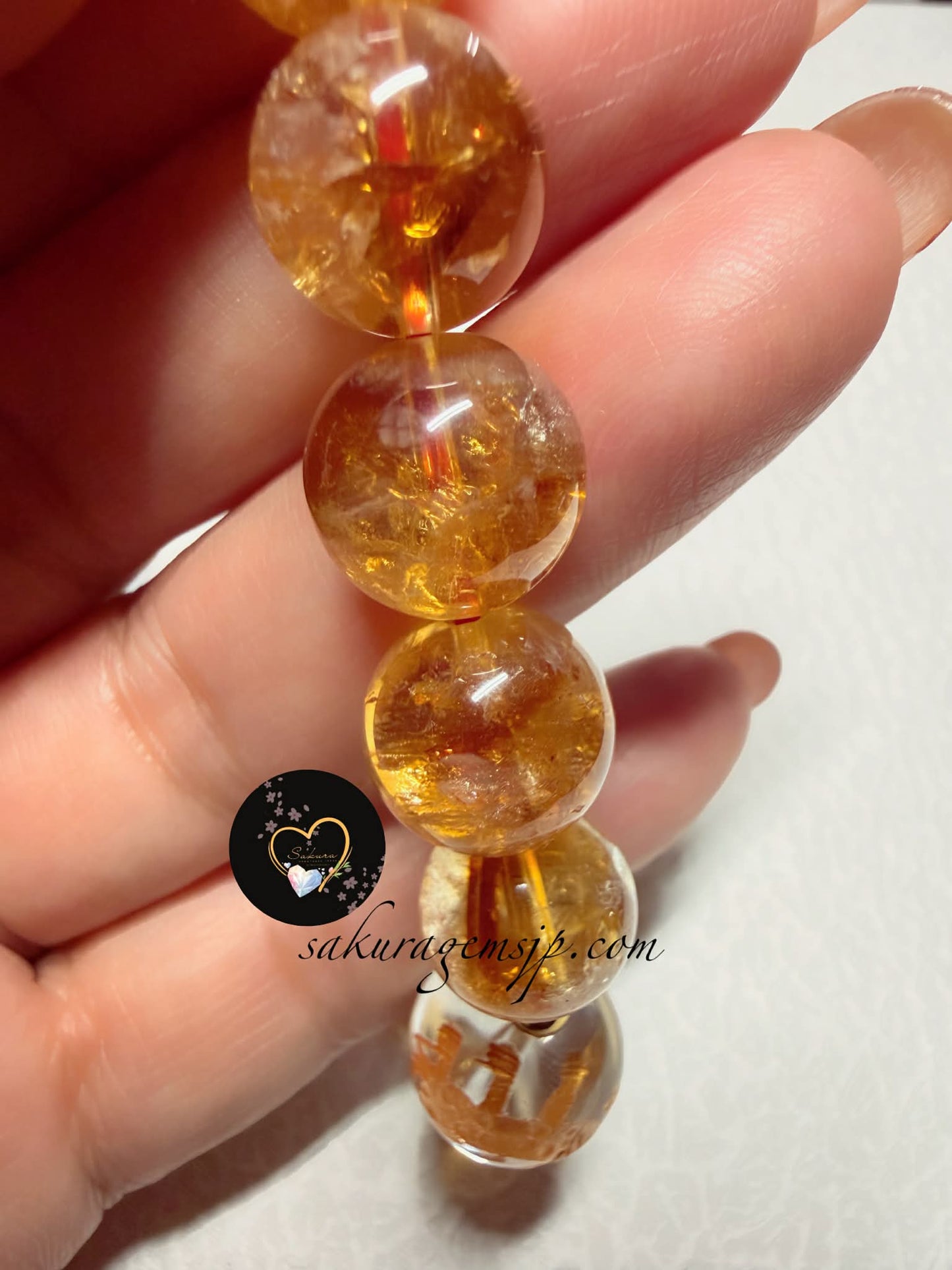 Natural Stone “RAINBOW Citrine” Pyramid Phantom Bracelet