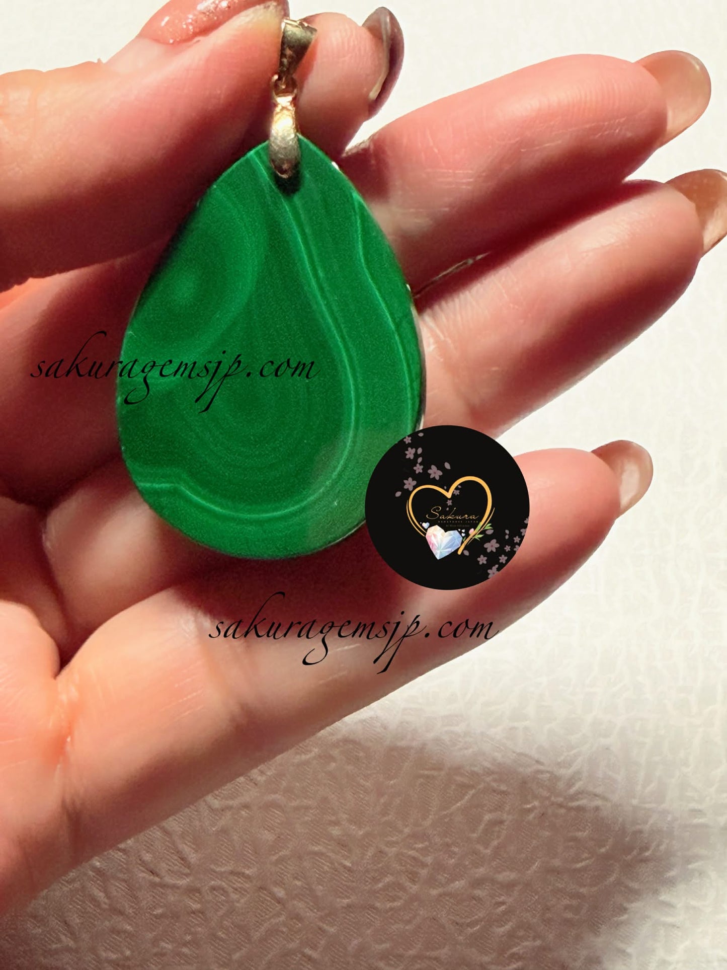 Natural Stone Malachite DROP Pendant (s925 Silver)