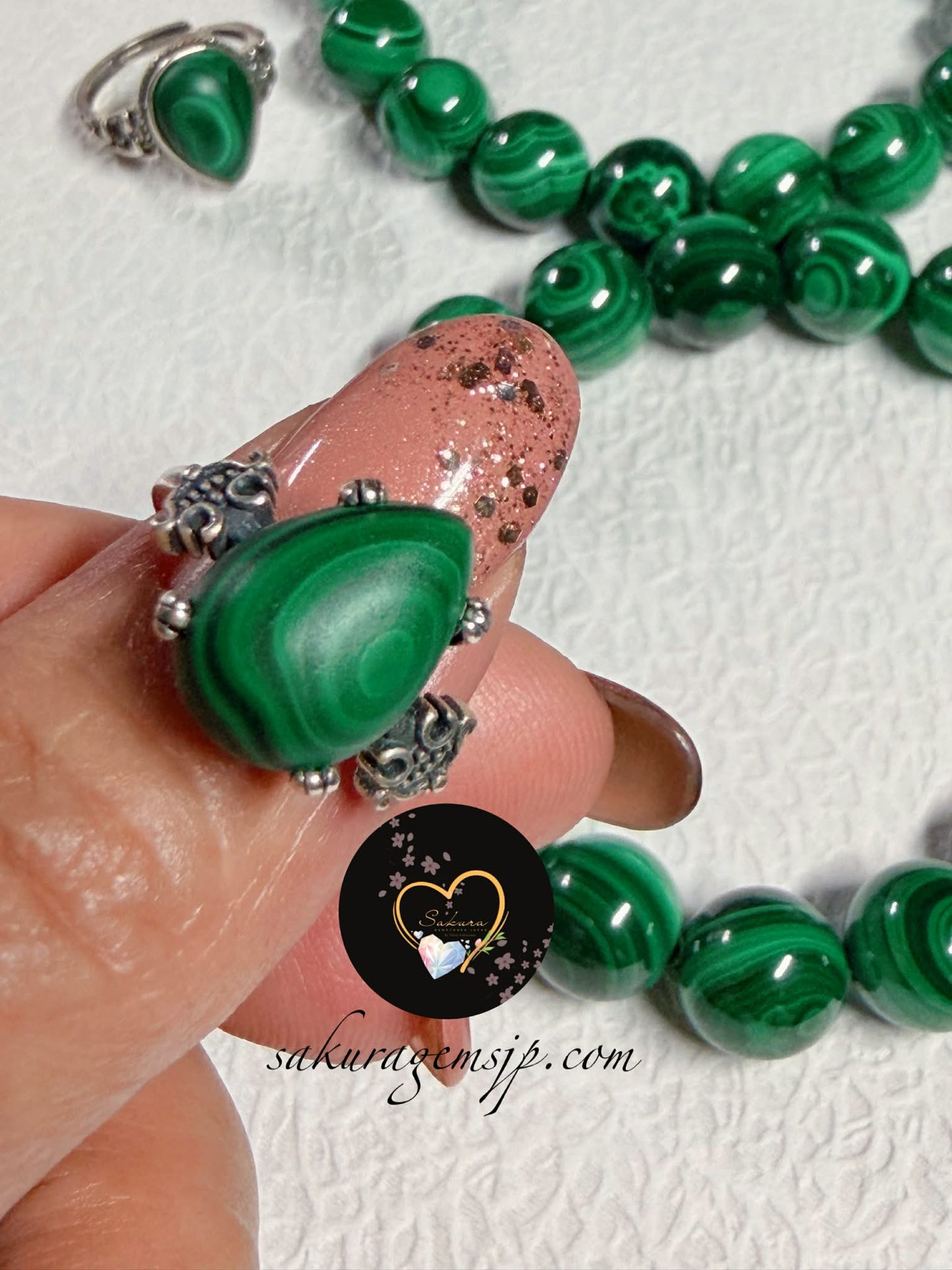 SOLID s925 Silver Natural Stone MALACHITE Ring