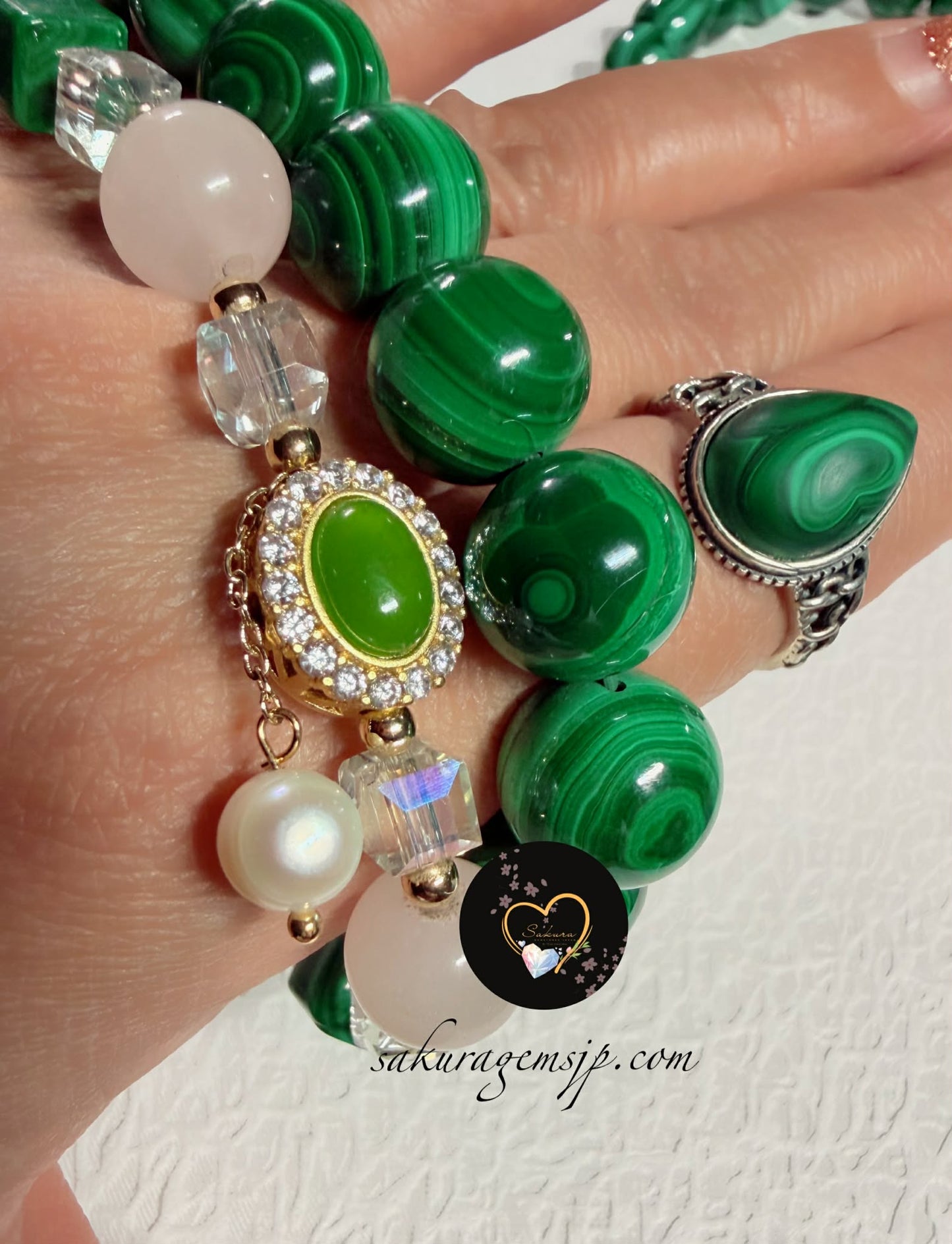 SOLID s925 Silver Natural Stone MALACHITE Ring