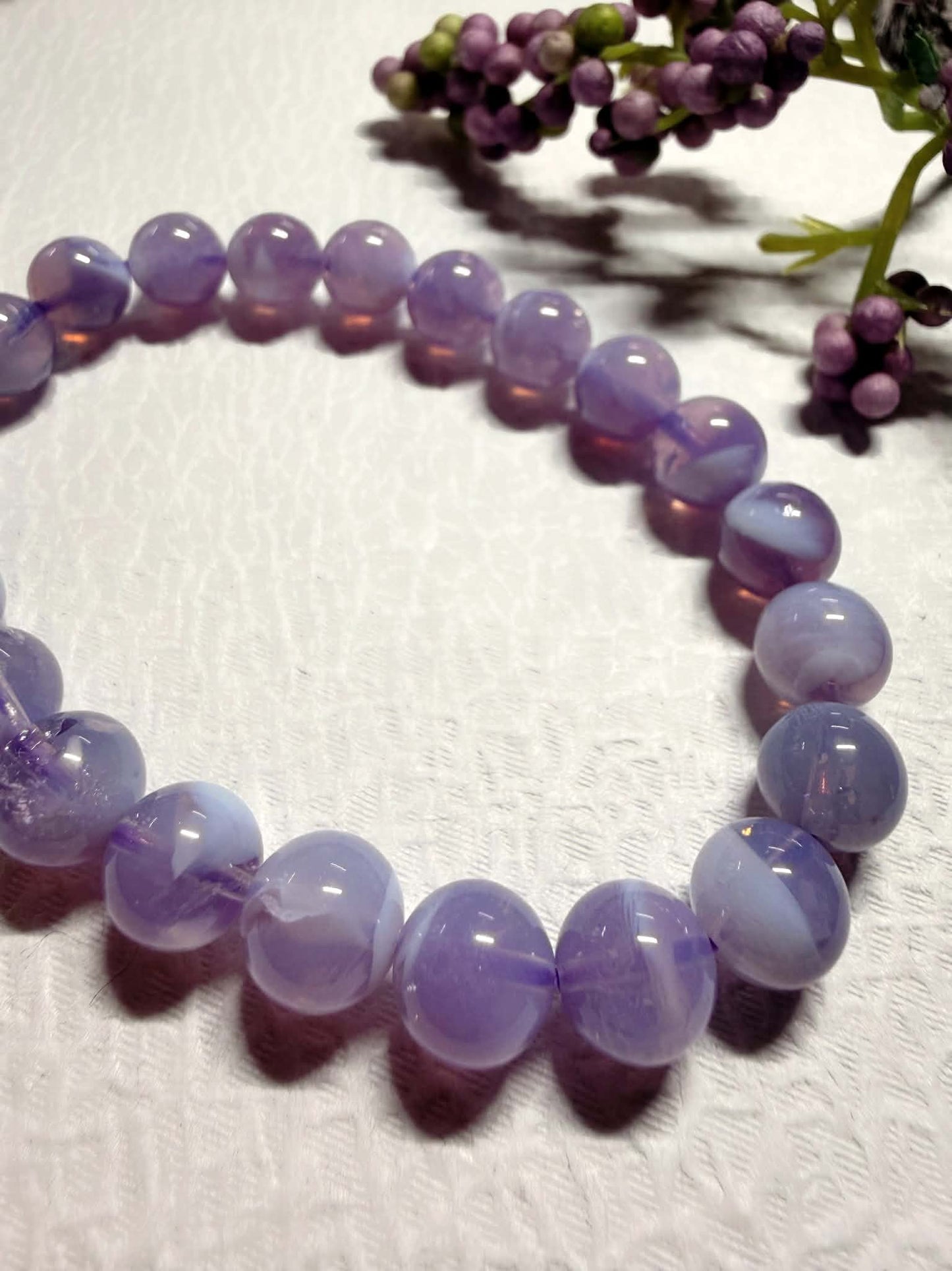 Natural SCOROLITE (Lavender Moon Quartz / Amethstine ) Round Beads Bracelet