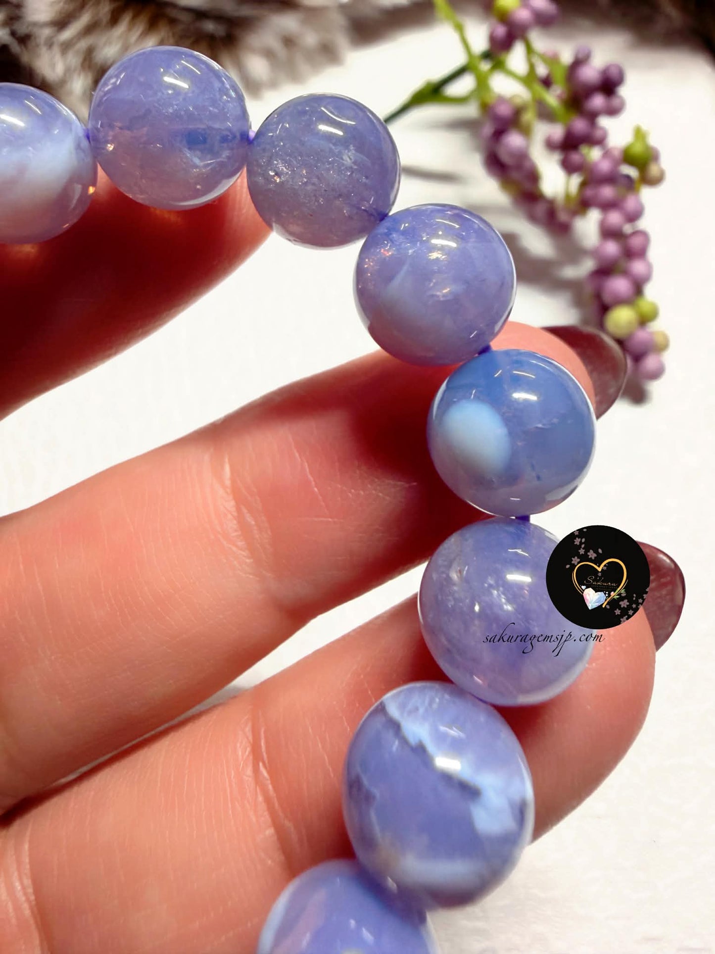 Natural SCOROLITE (Lavender Moon Quartz / Amethstine ) Round Beads Bracelet