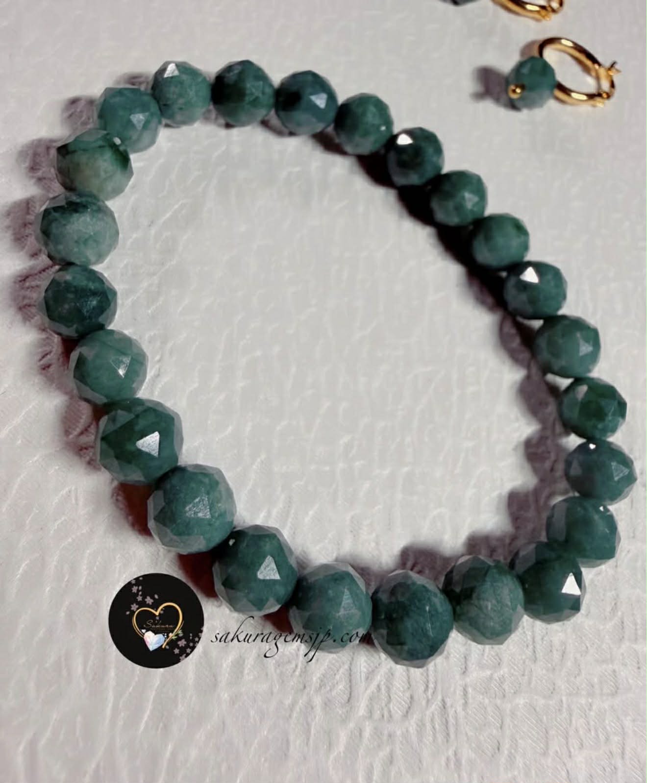 Natural Stone ANGELITE Burmese Jadeite (faceted cut bracelet)