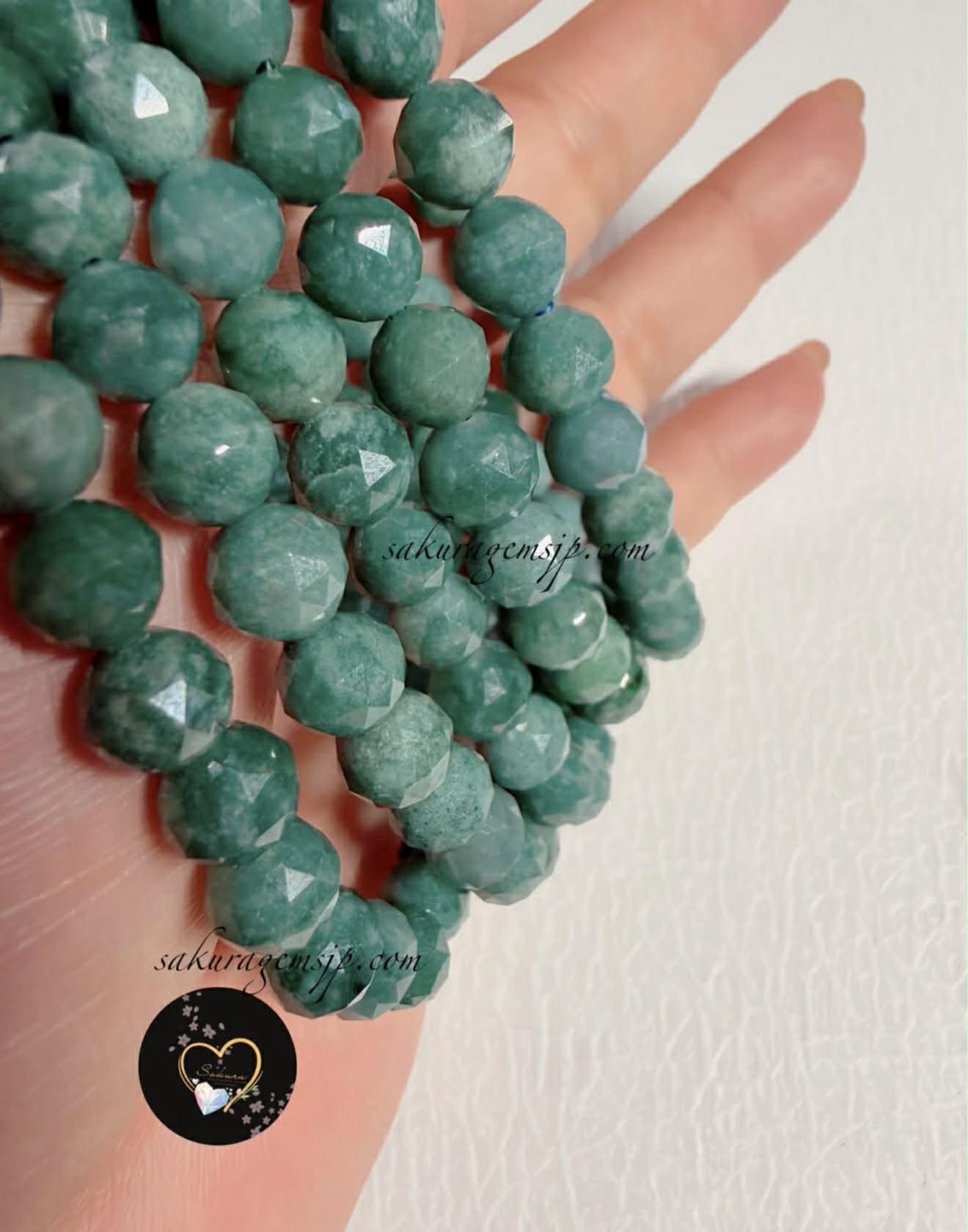 Natural Stone ANGELITE Burmese Jadeite (faceted cut bracelet)