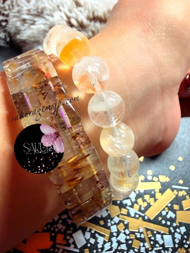 rarefind✨ AURALITE*23 with Cacoxenite natural gemstone soft bangle