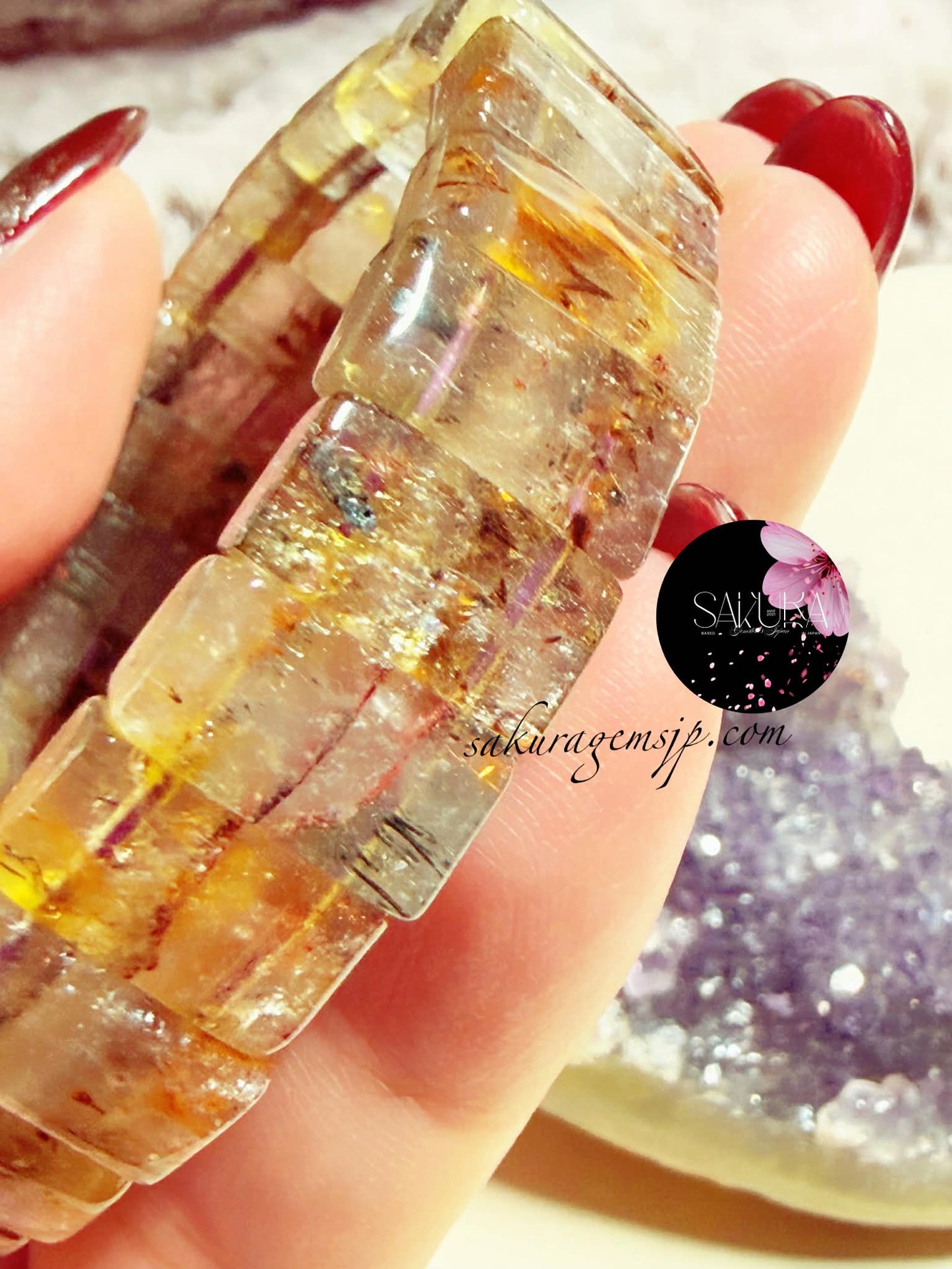 rarefind✨ AURALITE*23 with Cacoxenite natural gemstone soft bangle