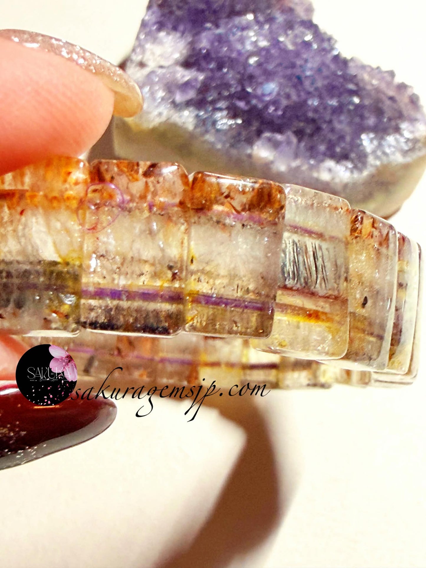 rarefind✨ AURALITE*23 with Cacoxenite natural gemstone soft bangle
