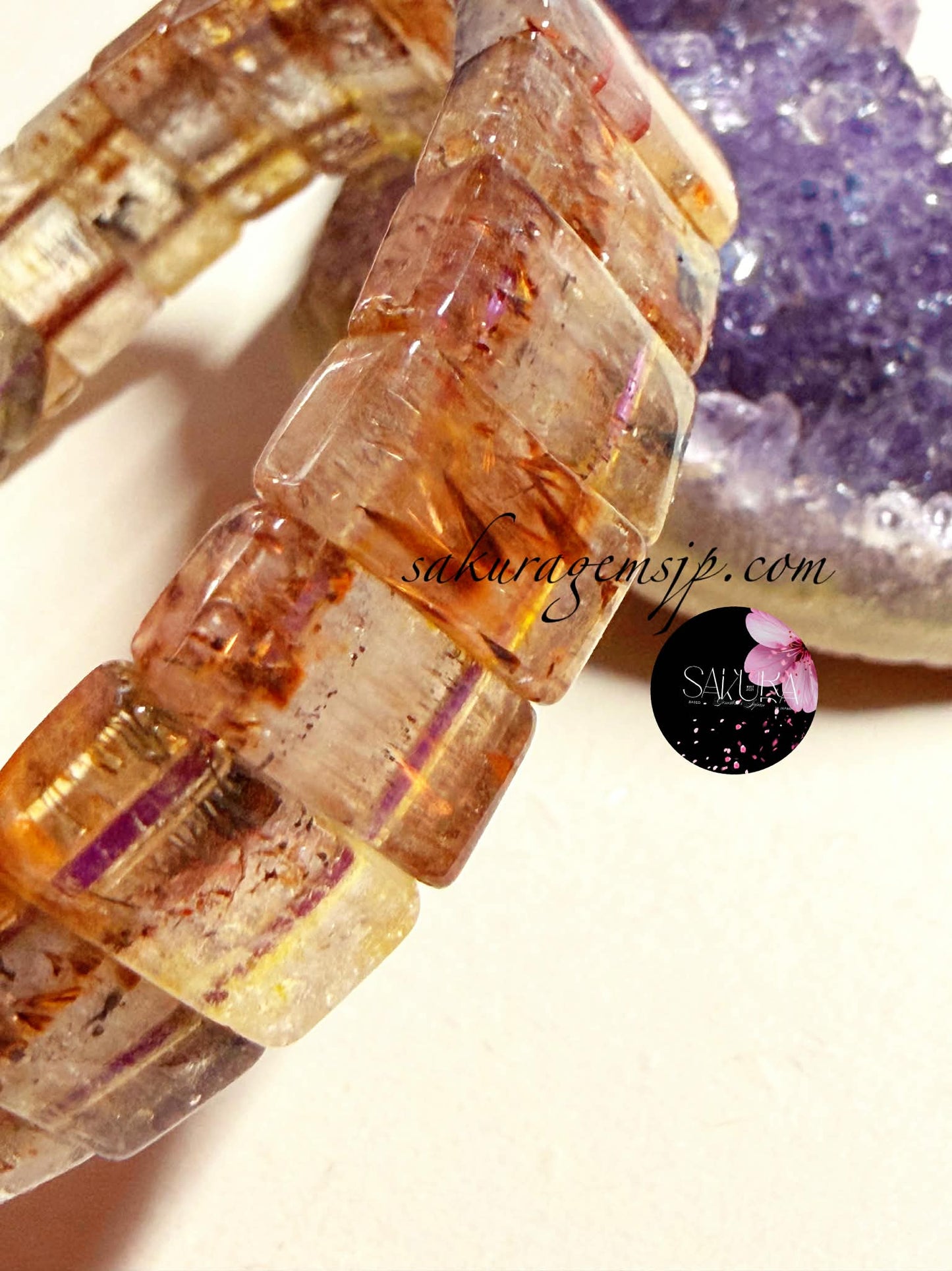 rarefind✨ AURALITE*23 with Cacoxenite natural gemstone soft bangle