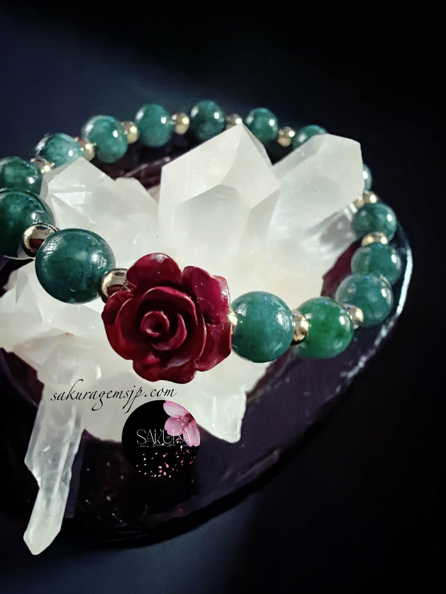 Natural Stone Natural Color GUATEMALAN Jadeite Beads + Cinnabar + Pyrite Beads Bracelet