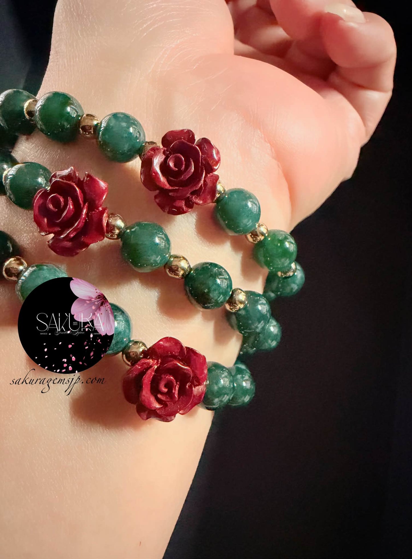 Natural Stone Natural Color GUATEMALAN Jadeite Beads + Cinnabar + Pyrite Beads Bracelet