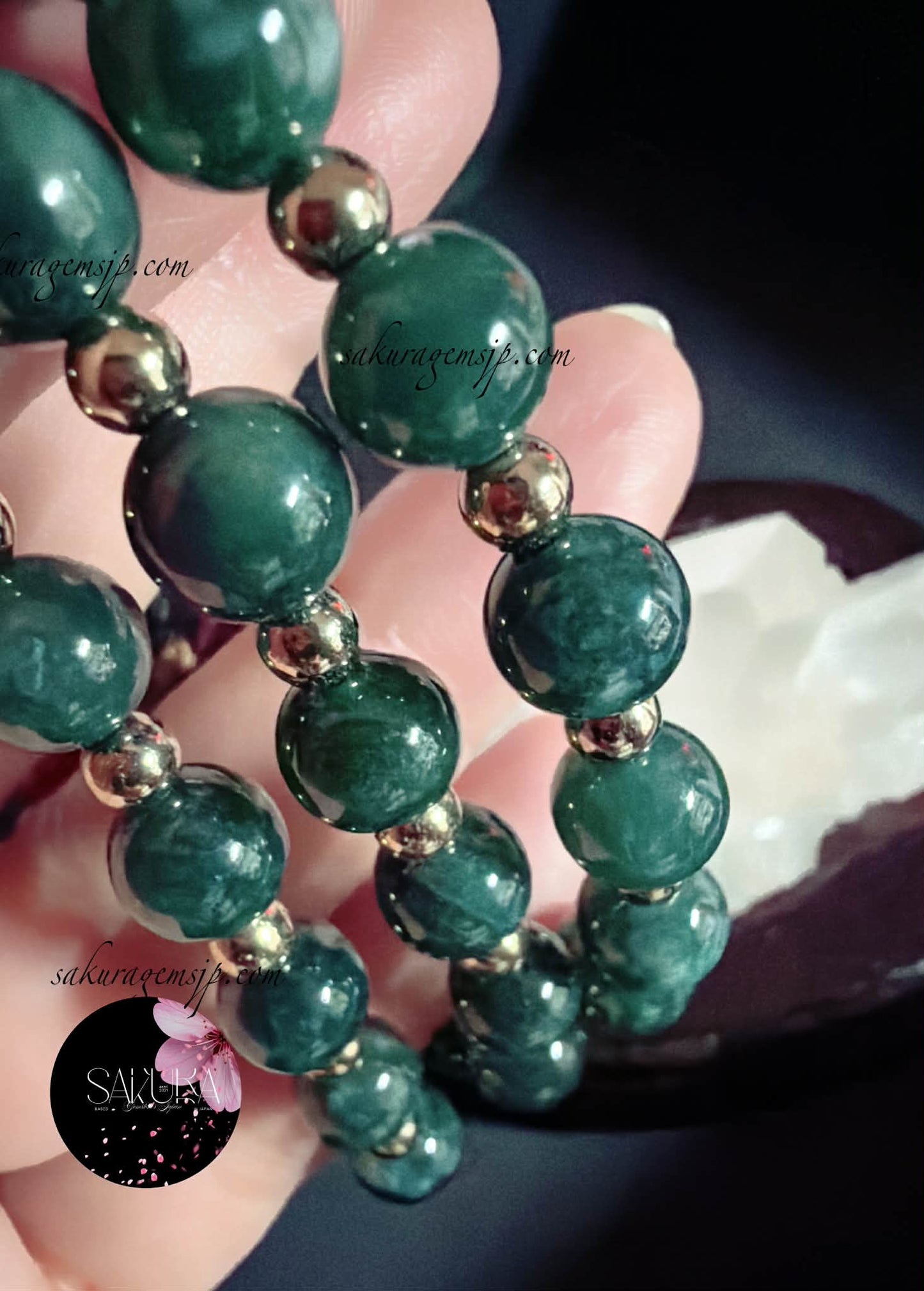 Natural Stone Natural Color GUATEMALAN Jadeite Beads + Cinnabar + Pyrite Beads Bracelet