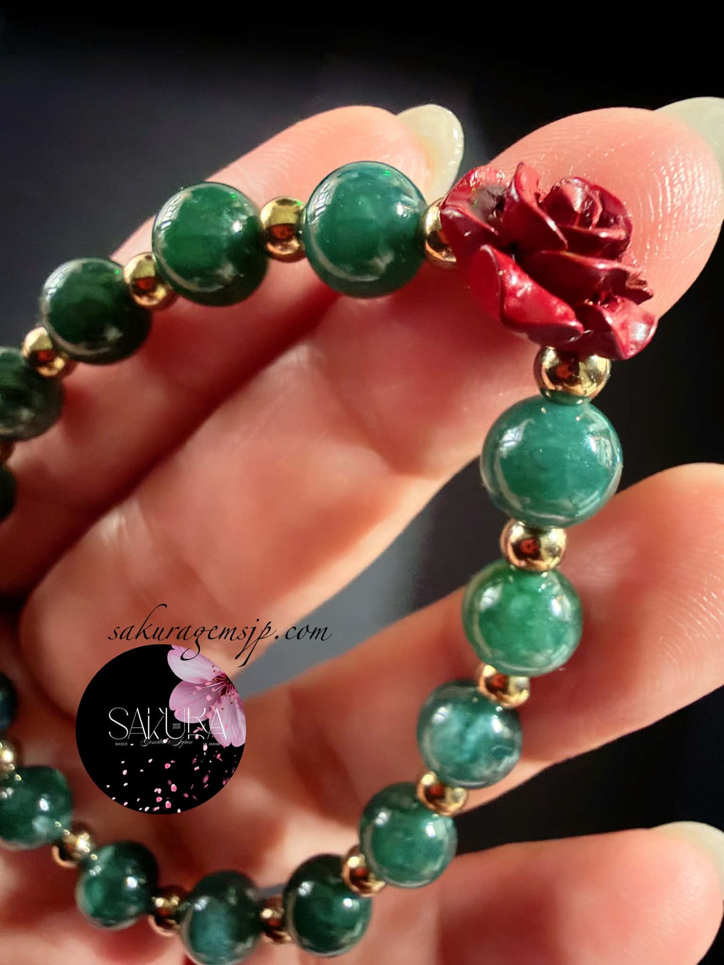 Natural Stone Natural Color GUATEMALAN Jadeite Beads + Cinnabar + Pyrite Beads Bracelet