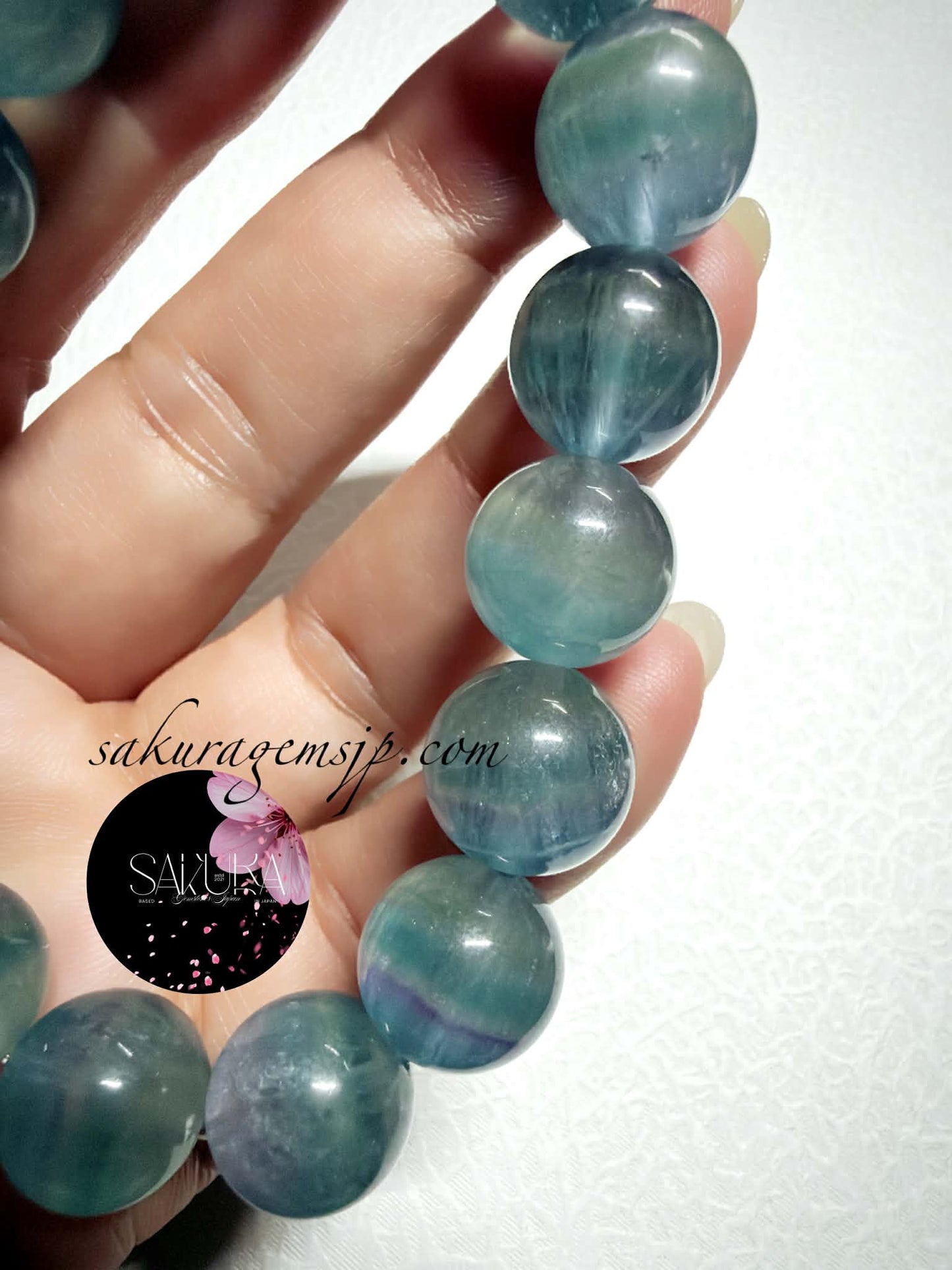 Natural Stone FLUORITE (Blue Green Purple) Round Beads Bracelet