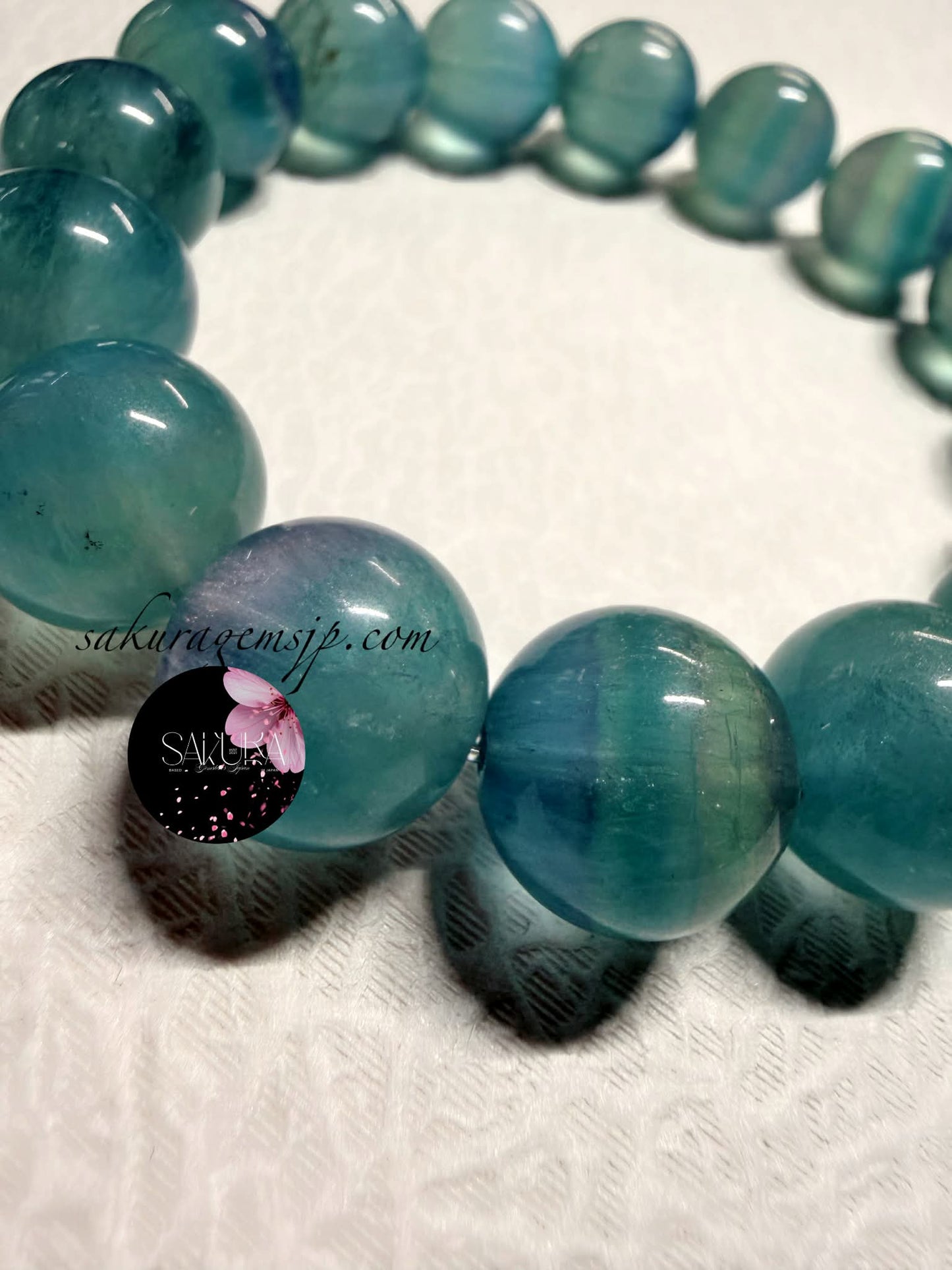 Natural Stone FLUORITE (Blue Green Purple) Round Beads Bracelet