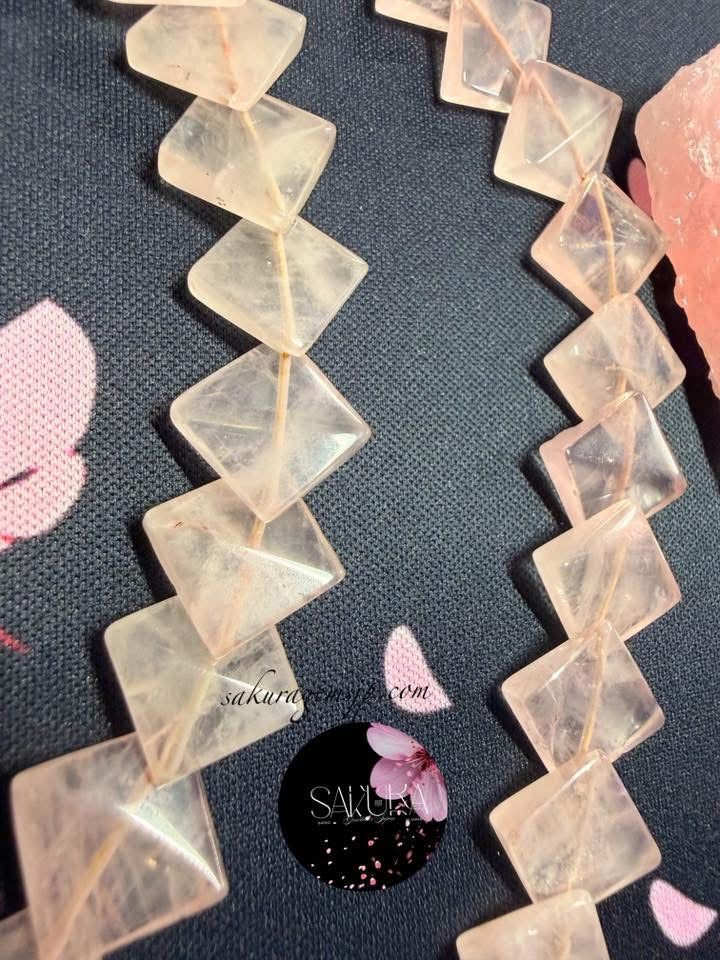 Natural Rose Quartz ( Quadrilateral ) cut necklace