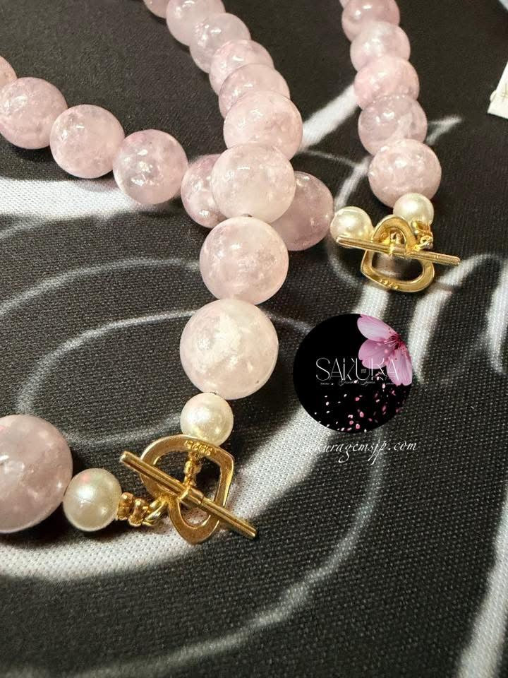 Pink Mica / Pink Muscovite (Necklace and Dangling Earrings ) SET