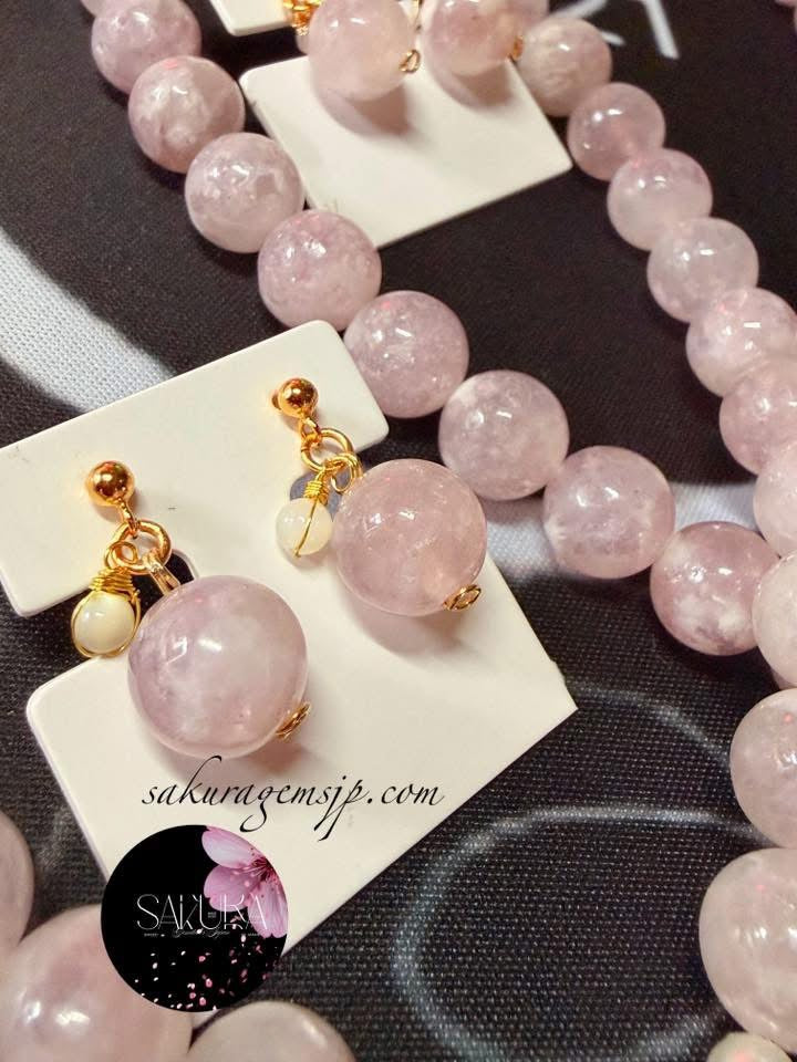 Pink Mica / Pink Muscovite (Necklace and Dangling Earrings ) SET