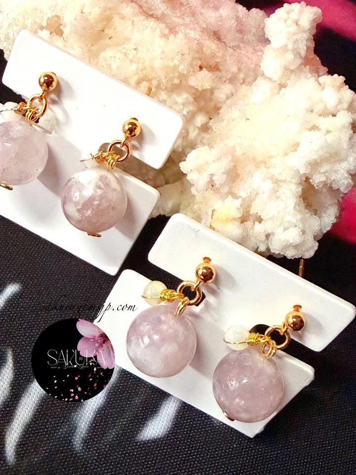 Pink Mica / Pink Muscovite (Necklace and Dangling Earrings ) SET