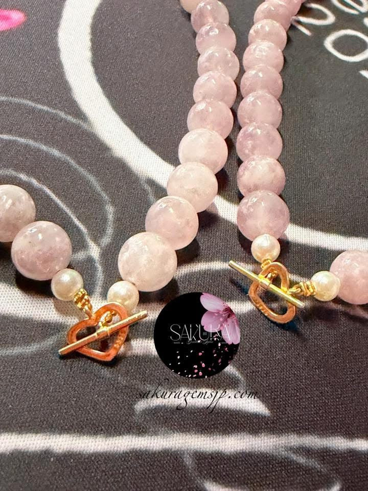 Pink Mica / Pink Muscovite (Necklace and Dangling Earrings ) SET