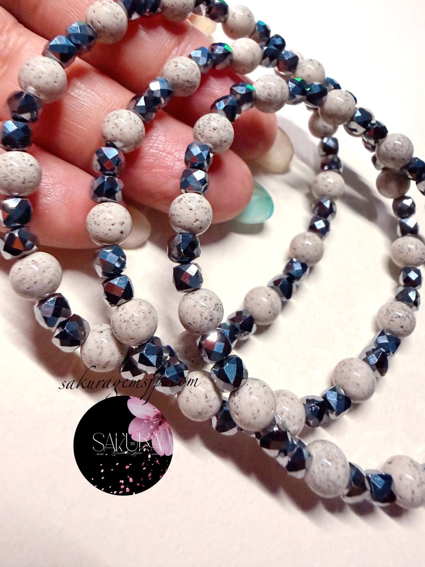 OVER9 Terahertz x HOKUTOLITE (Hot Spring Stone) Bracelet