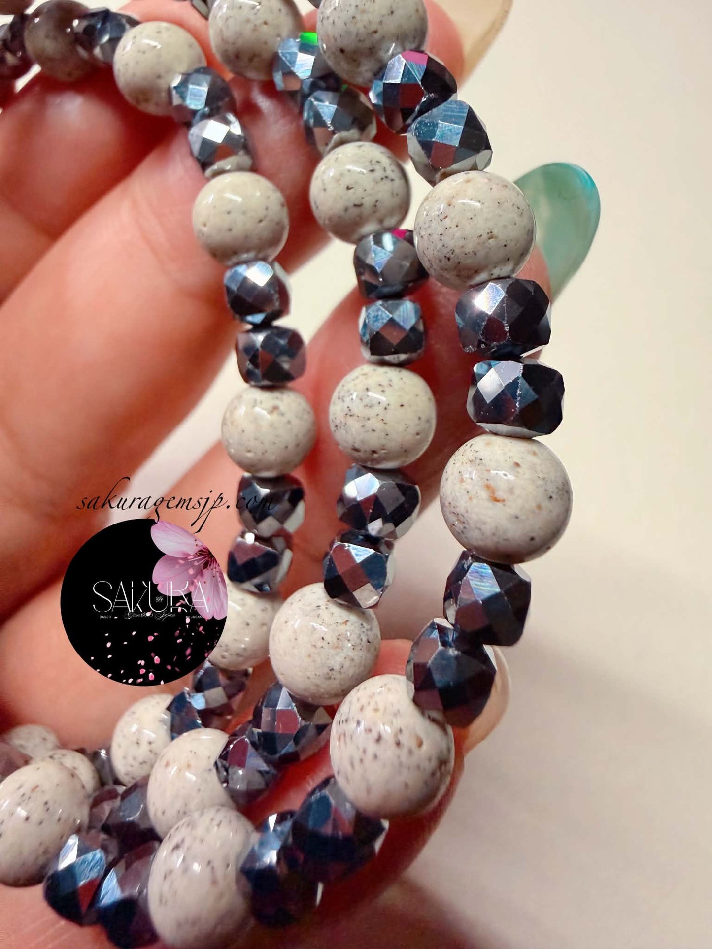 OVER9 Terahertz x HOKUTOLITE (Hot Spring Stone) Bracelet