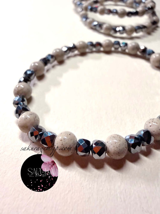 OVER9 Terahertz x HOKUTOLITE (Hot Spring Stone) Bracelet