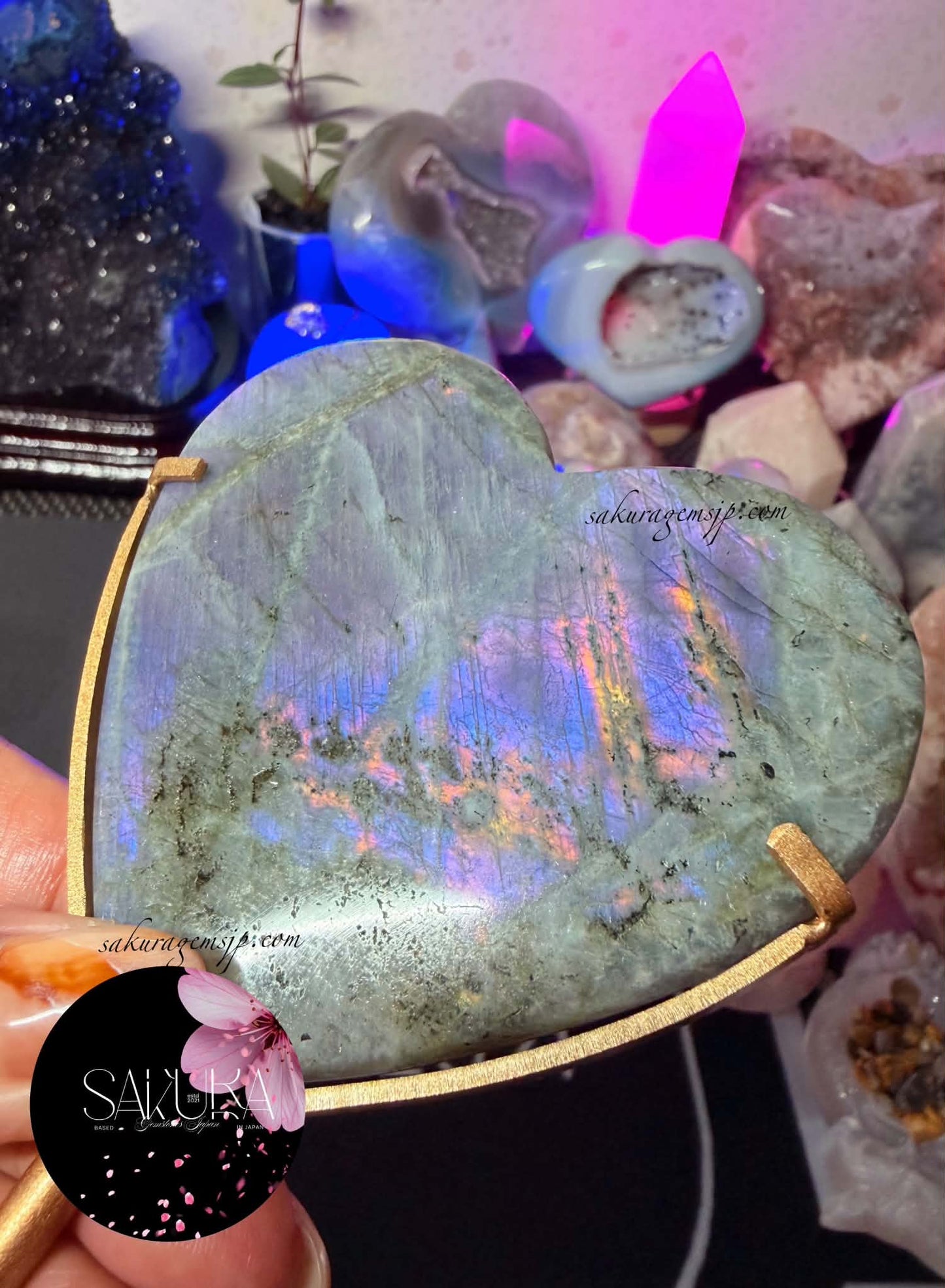 Premium Grade Purple-pink-blue Heart Labradorite