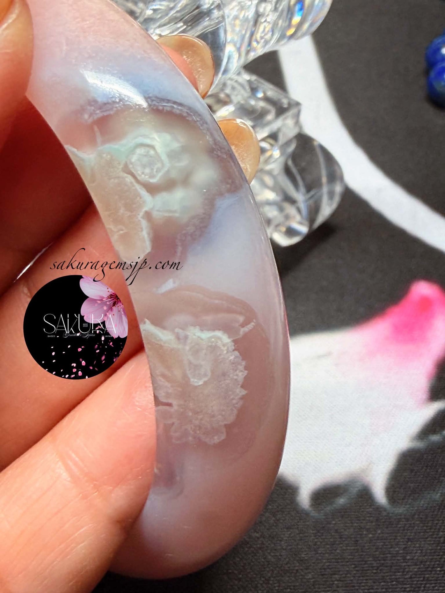 Sakura Flower Agate Bangle ~high quality~🌸🍃 (Cherry🍒Blossom Agate)