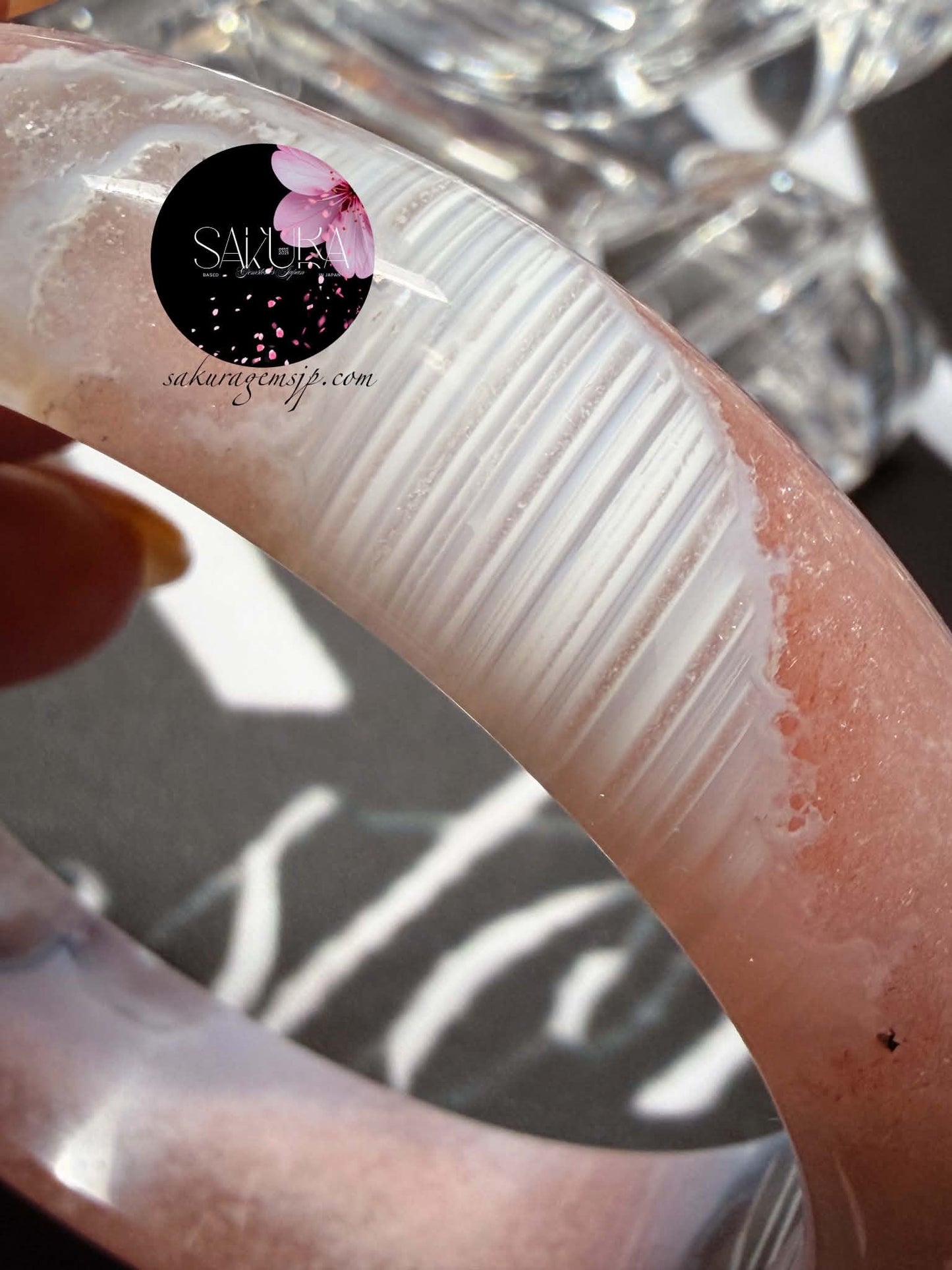 Sakura Flower Agate Bangle ~high quality~🌸🍃 (Cherry🍒Blossom Agate)