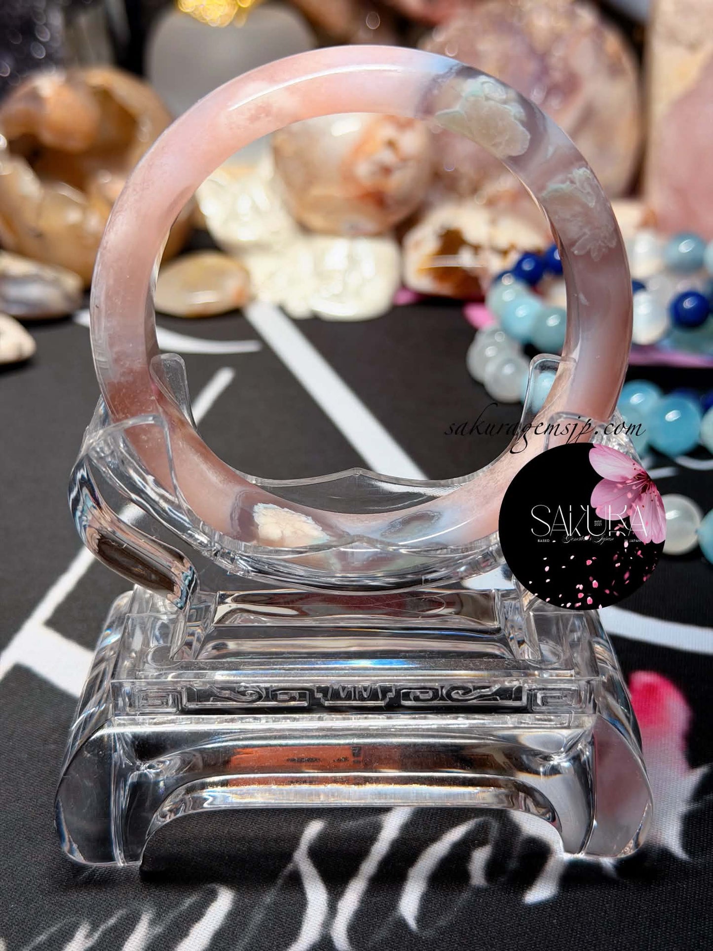 Sakura Flower Agate Bangle ~high quality~🌸🍃 (Cherry🍒Blossom Agate)