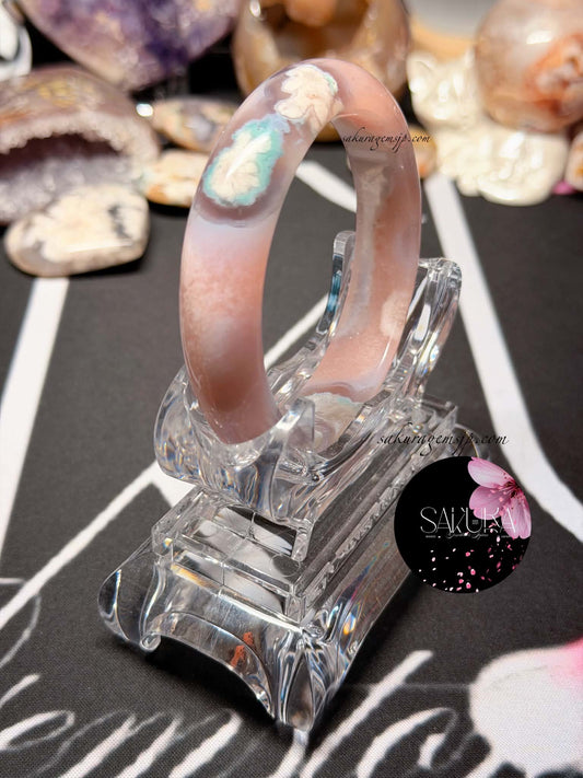 Sakura Flower Agate Bangle ~high quality~🌸🍃 (Cherry🍒Blossom Agate)