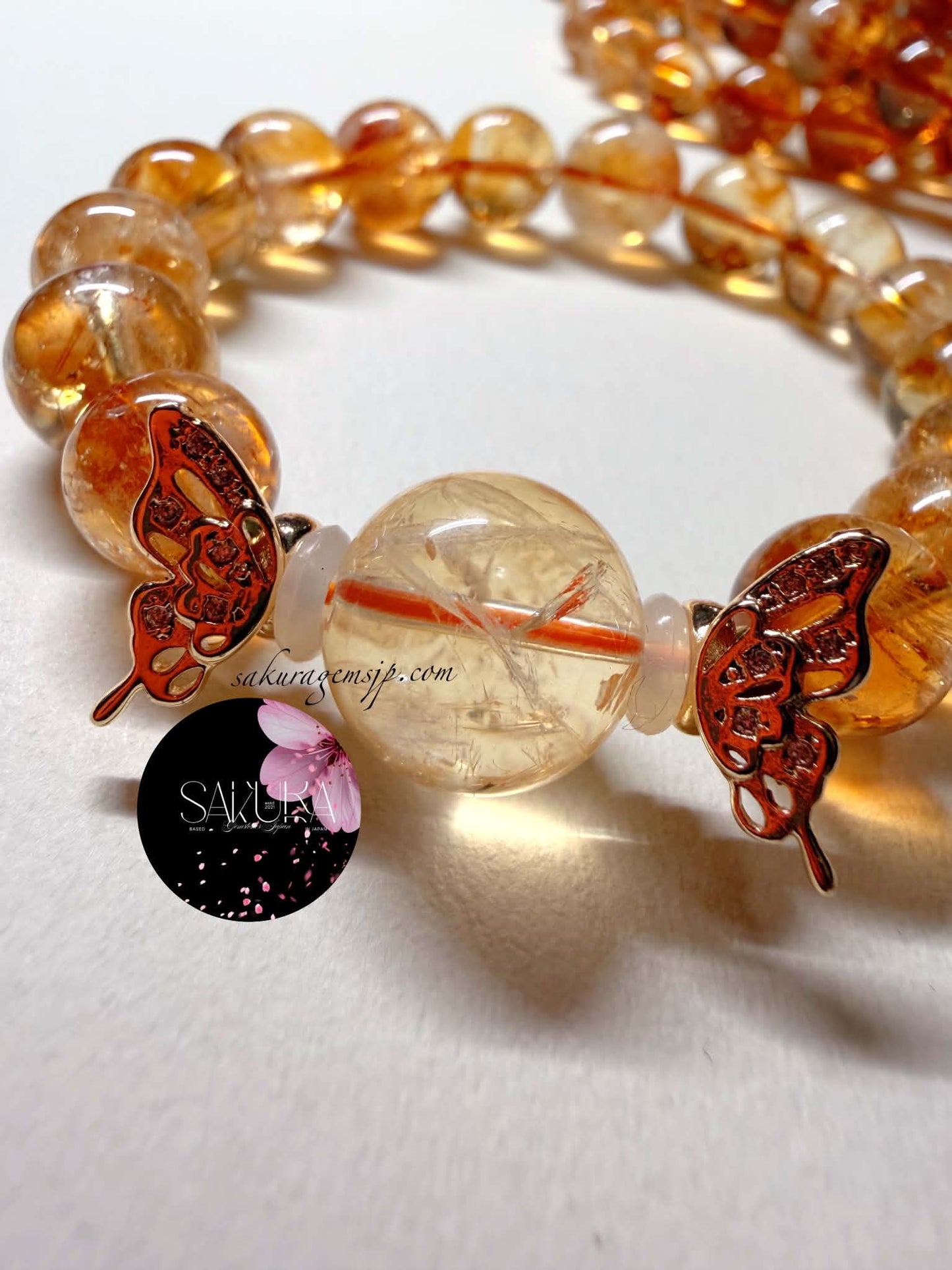 Pyramid Phantom Rainbow Citrine Bracelet