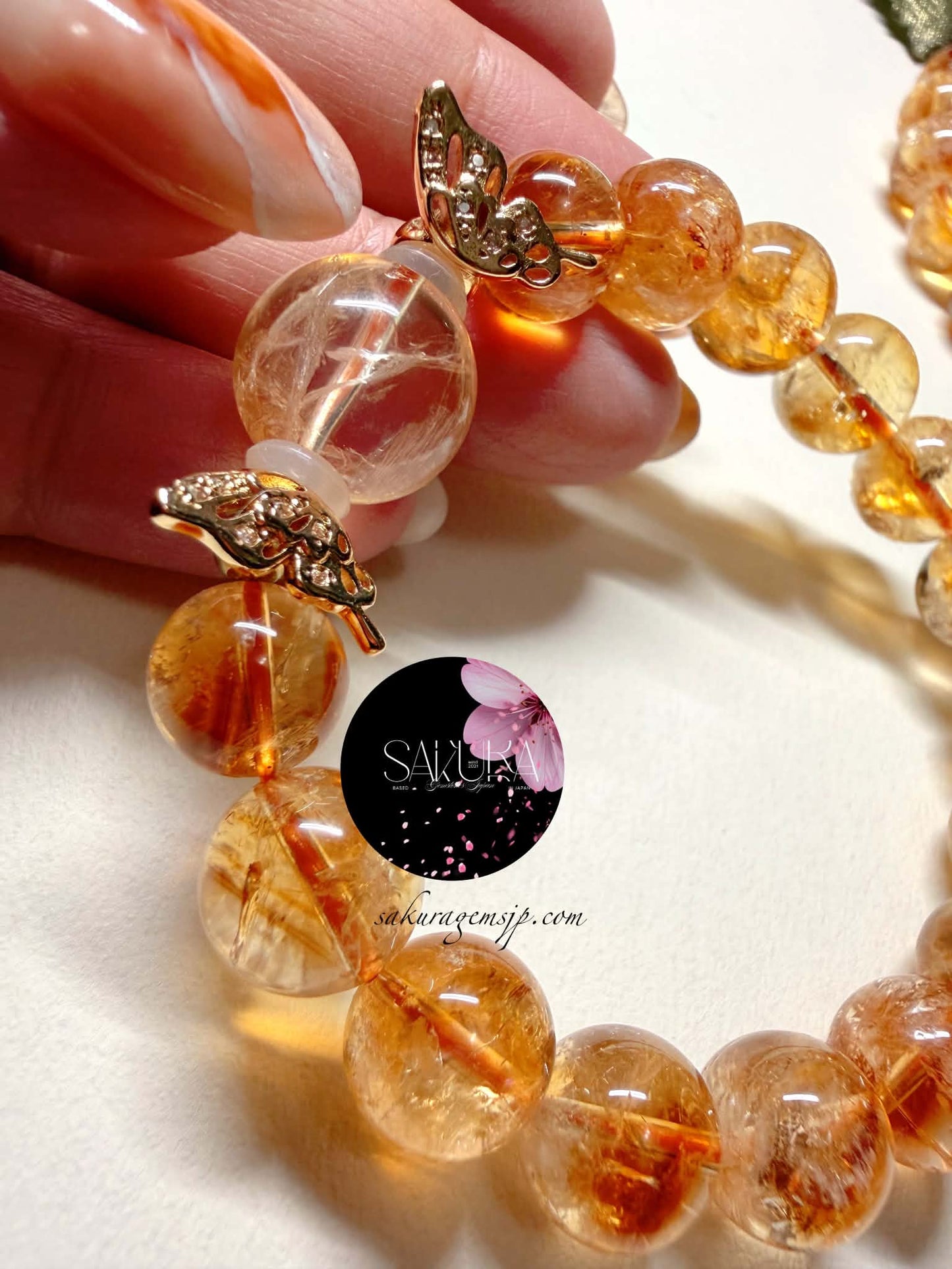 Pyramid Phantom Rainbow Citrine Bracelet