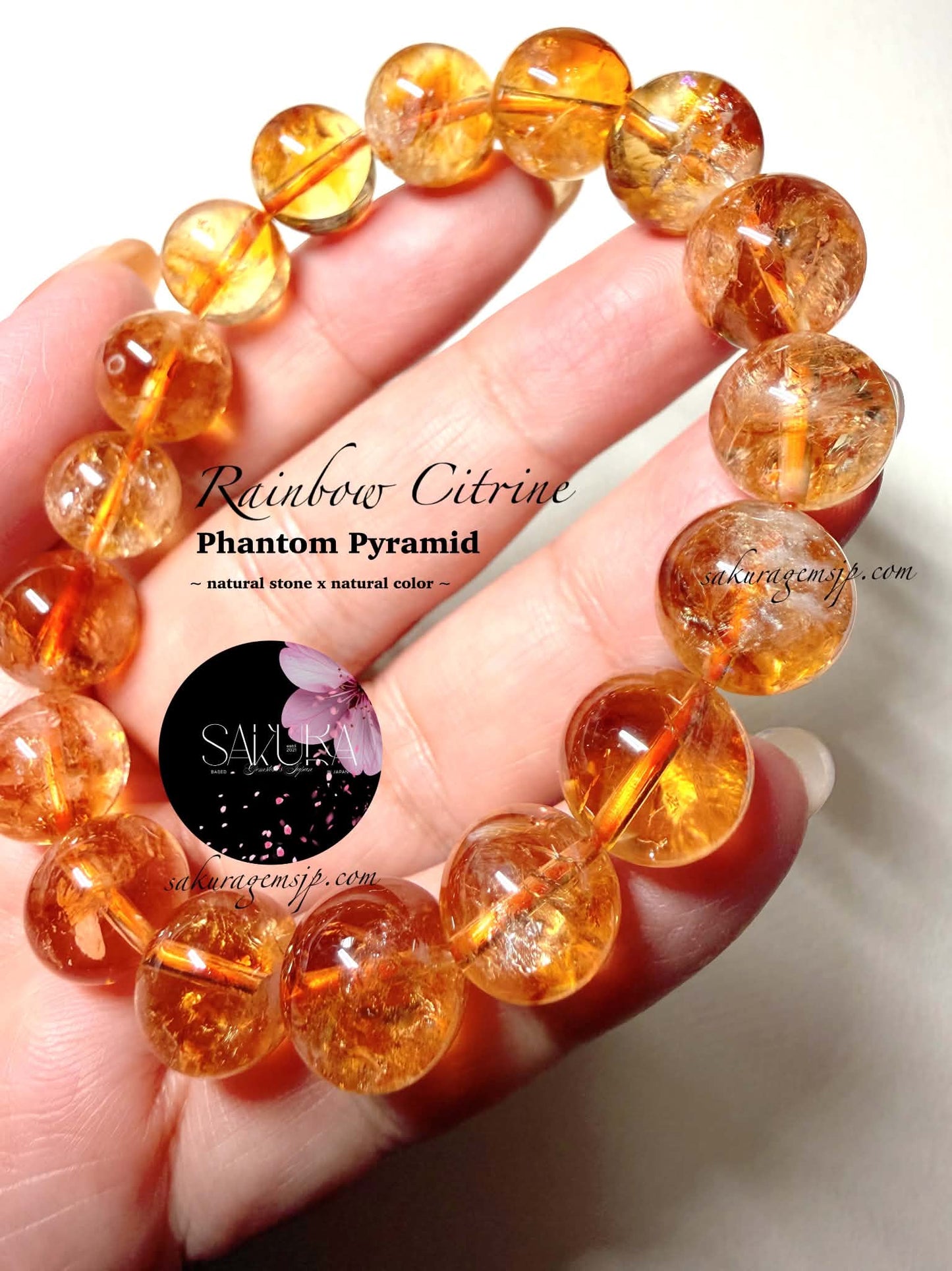 Pyramid Phantom Rainbow 🌈 Citrine Bracelet
