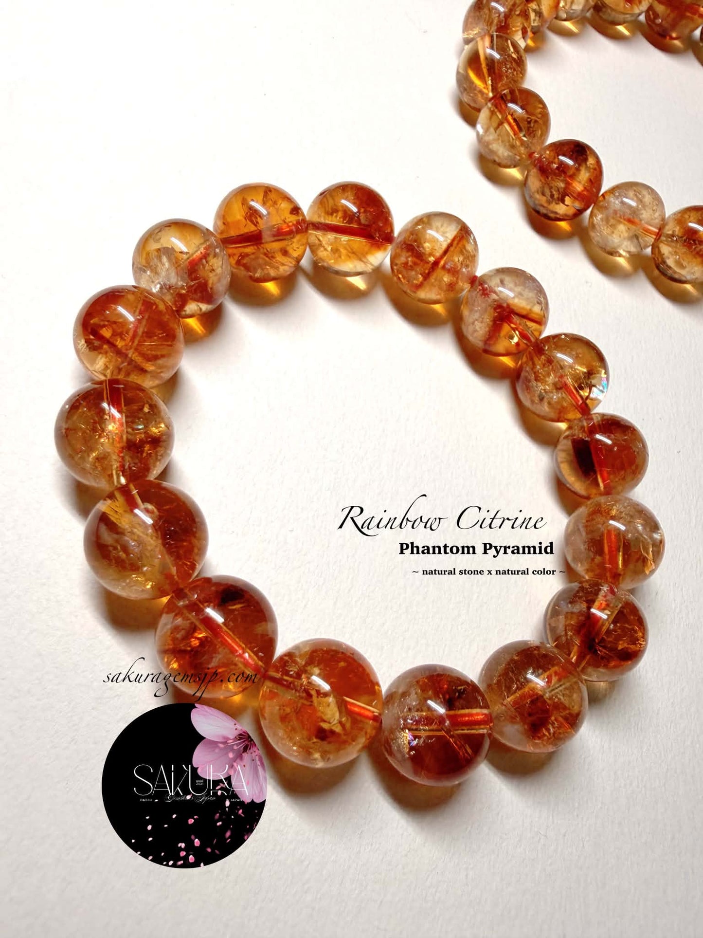 Pyramid Phantom Rainbow 🌈 Citrine Bracelet