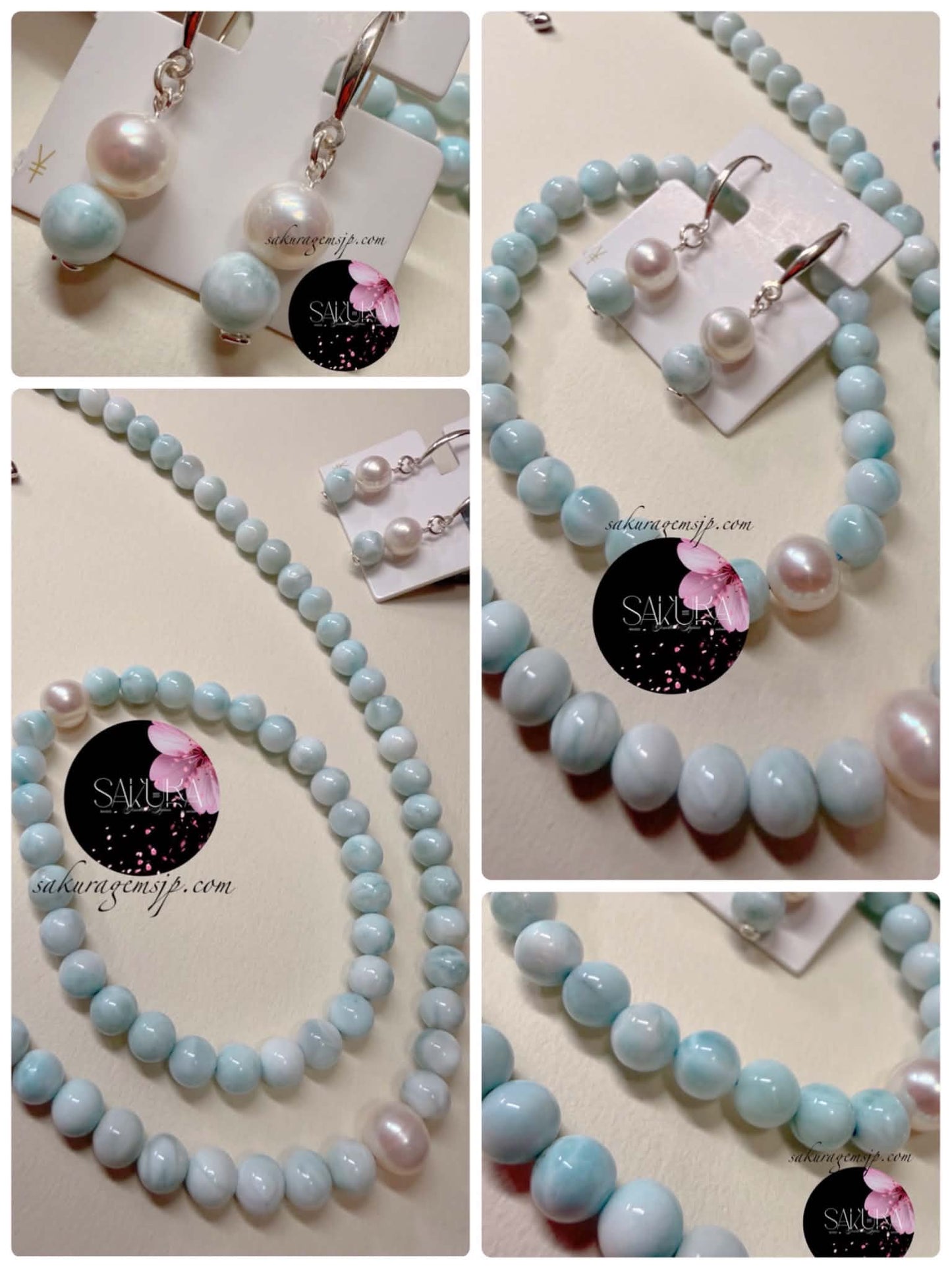 s925 Sterling Silver Setting LARIMAR ( Necklace + Bracelet + Earrings )