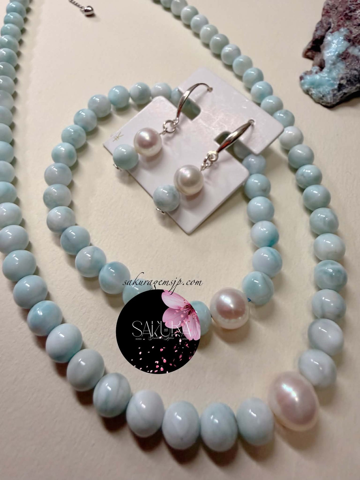 s925 Sterling Silver Setting LARIMAR ( Necklace + Bracelet + Earrings )