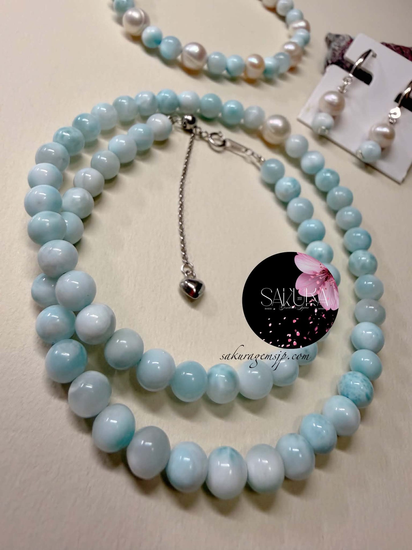 Larimar SET ~ Necklace, Bracelet and Earrings ~ in s925 Sterling Silver Setting