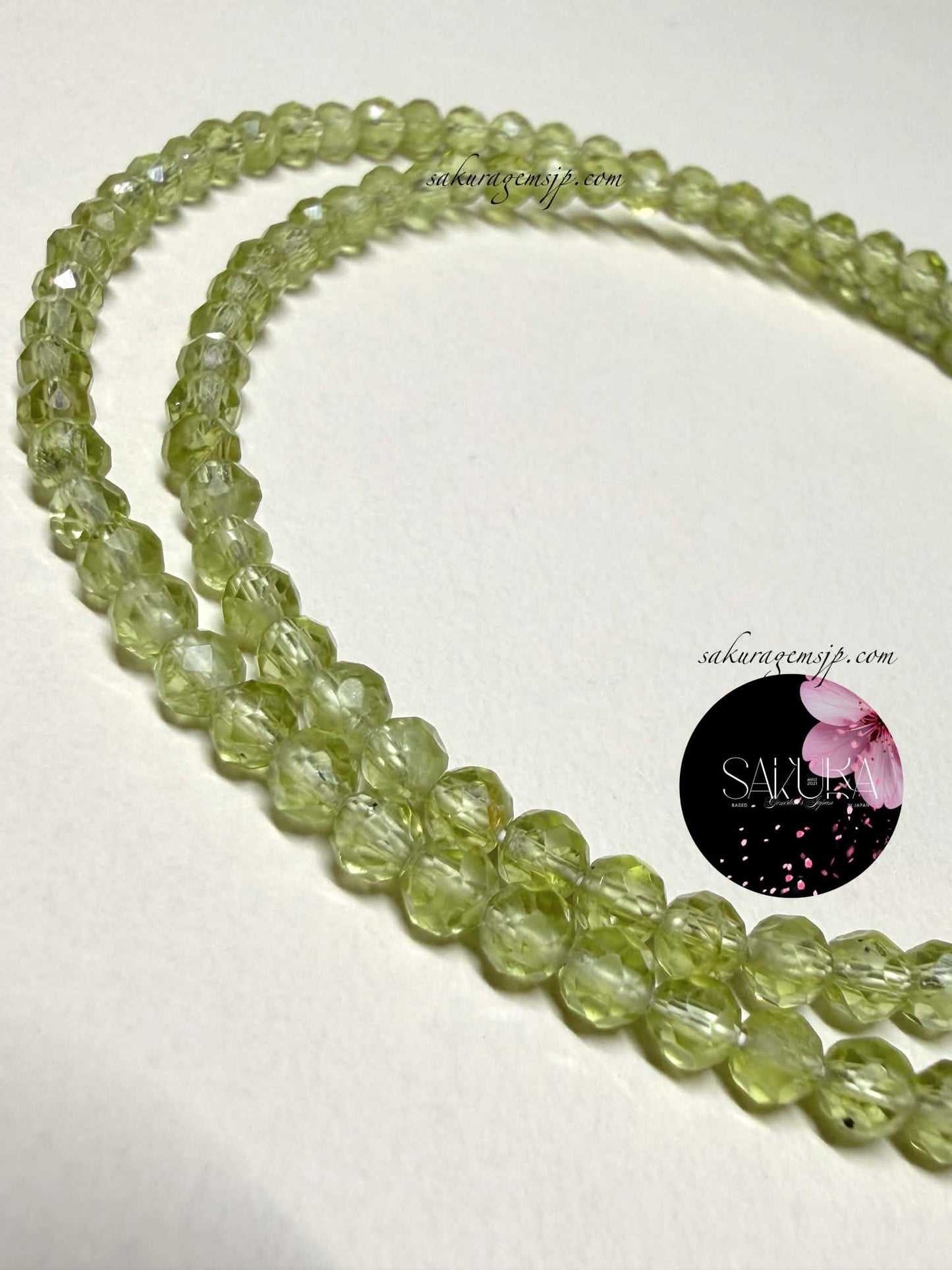 s925 Sterling Silver Setting PERIDOT Faceted Bead Necklace