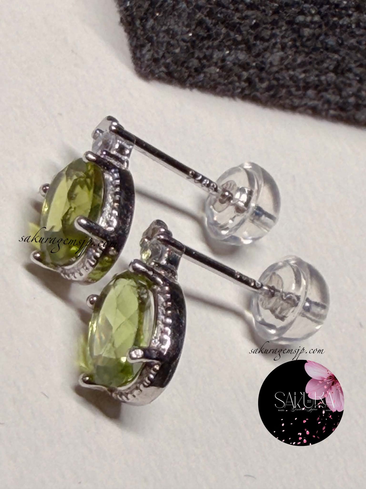 s925 Sterling Silver Setting Peridot Stud Earrings