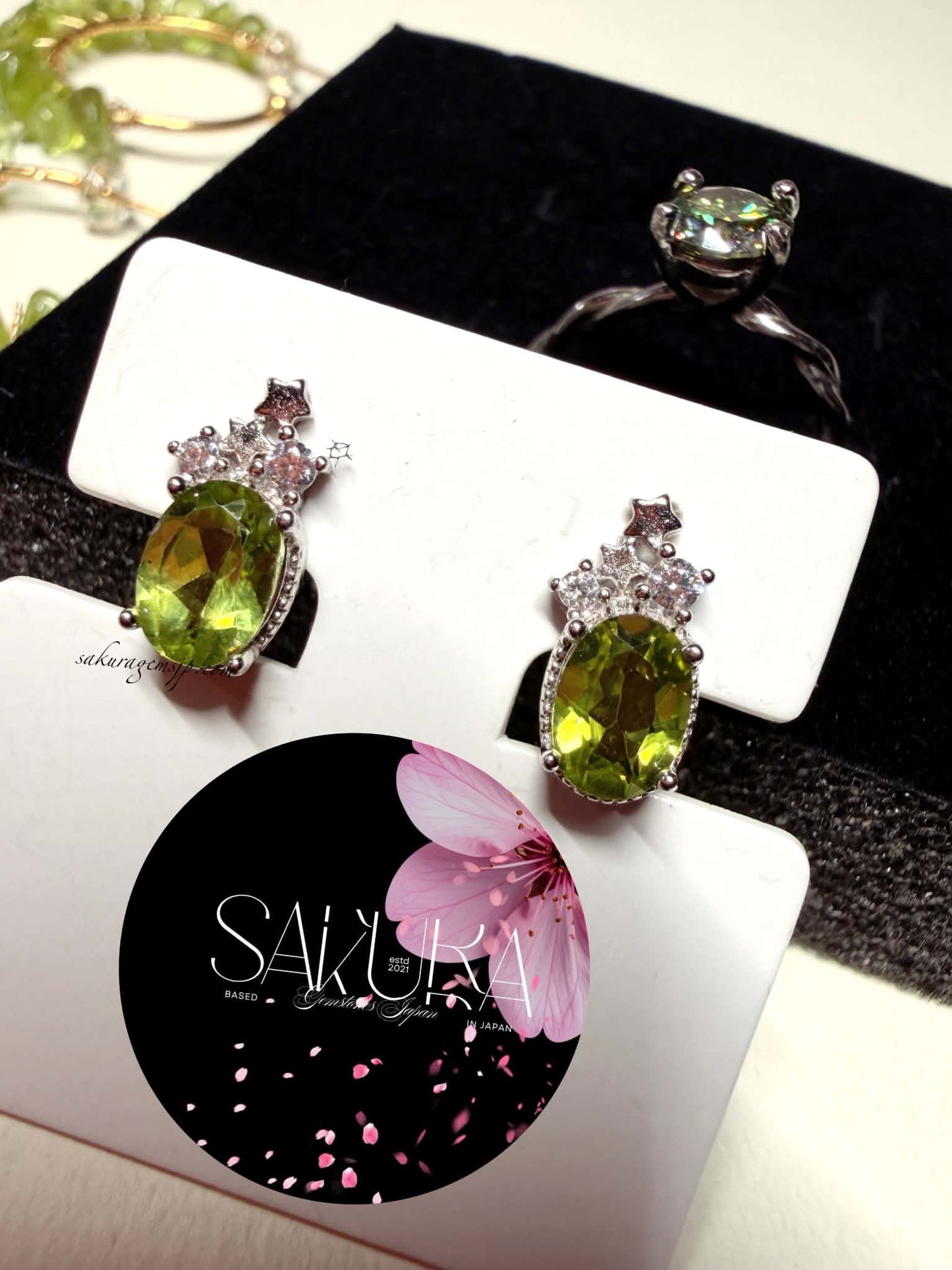 s925 Sterling Silver Setting Peridot Stud Earrings