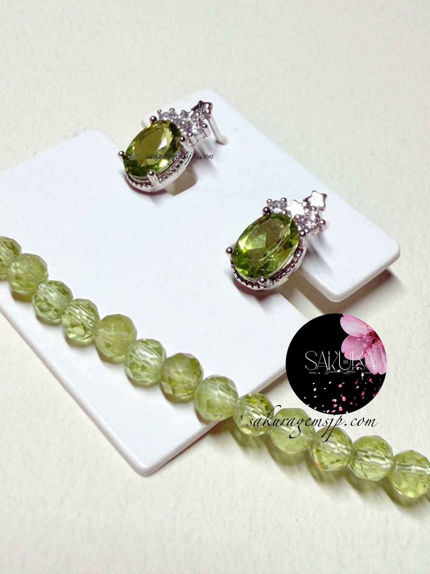 s925 Sterling Silver Setting Peridot Stud Earrings