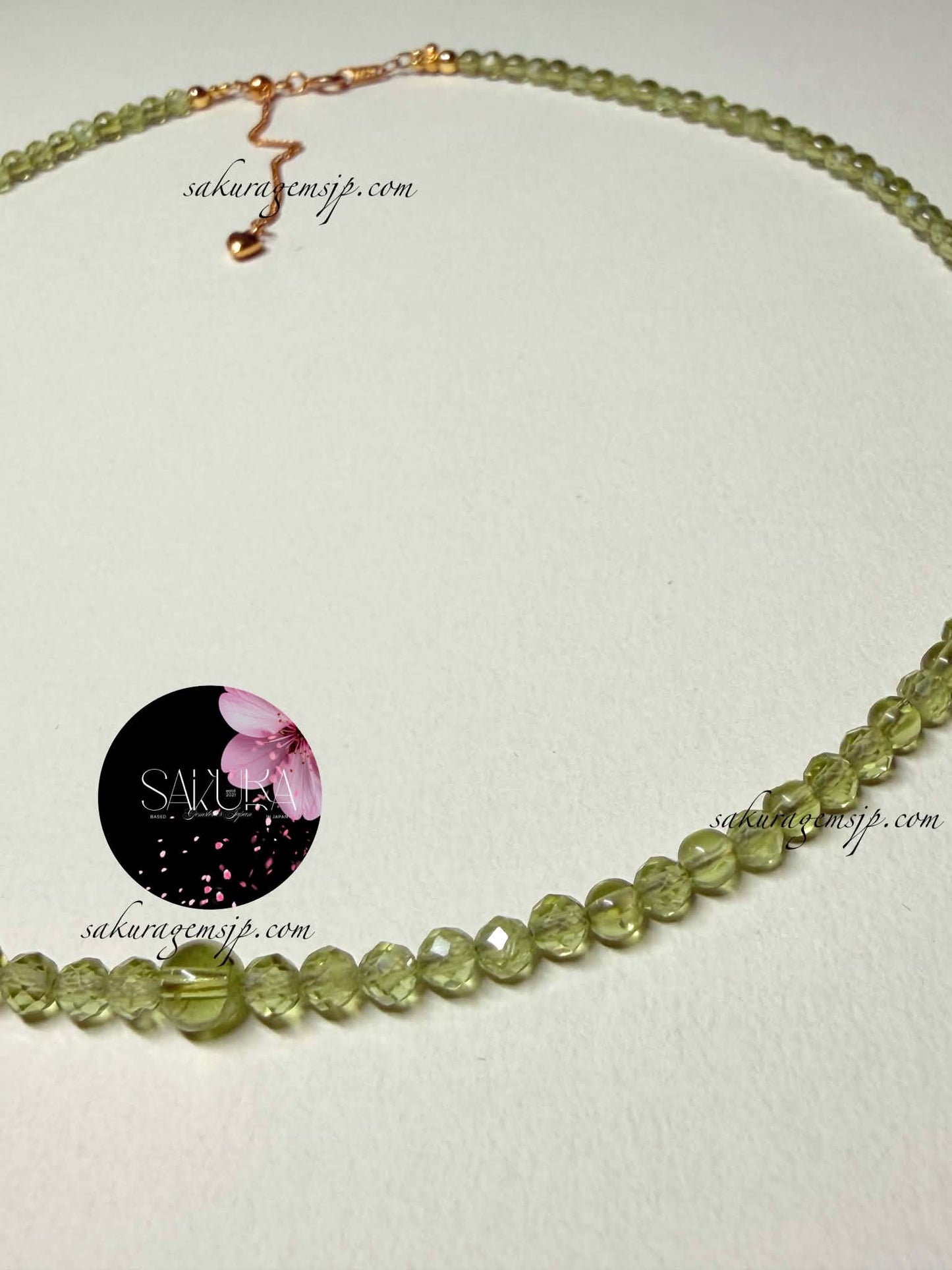 s925 Sterling Silver Setting PERIDOT Round & Faceted Bead Necklace