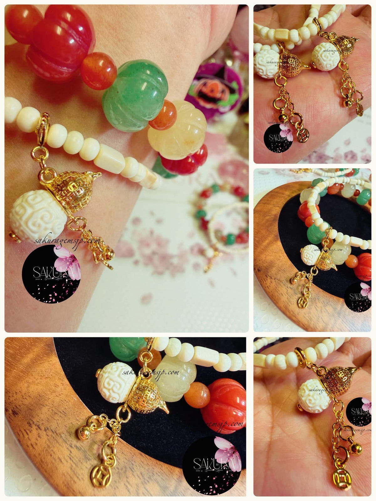 Sakura Gemstones Mammoth Ivory Bracelet ( the snowflake )