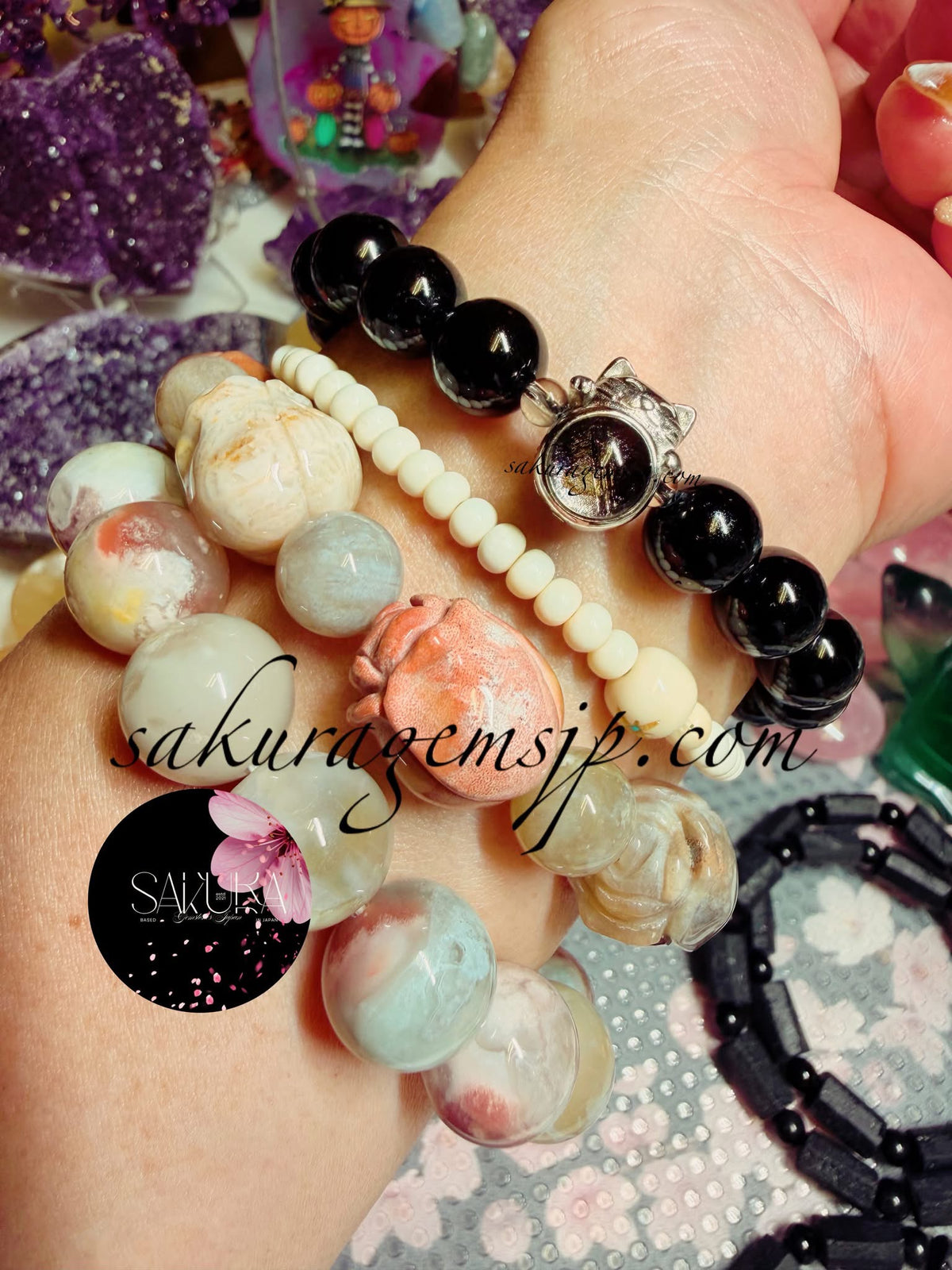 Black TOURMALINE Beads Beautifully Paired with Meteorite Muonionalusta Stone ( cat-loving charm ) Bracelet