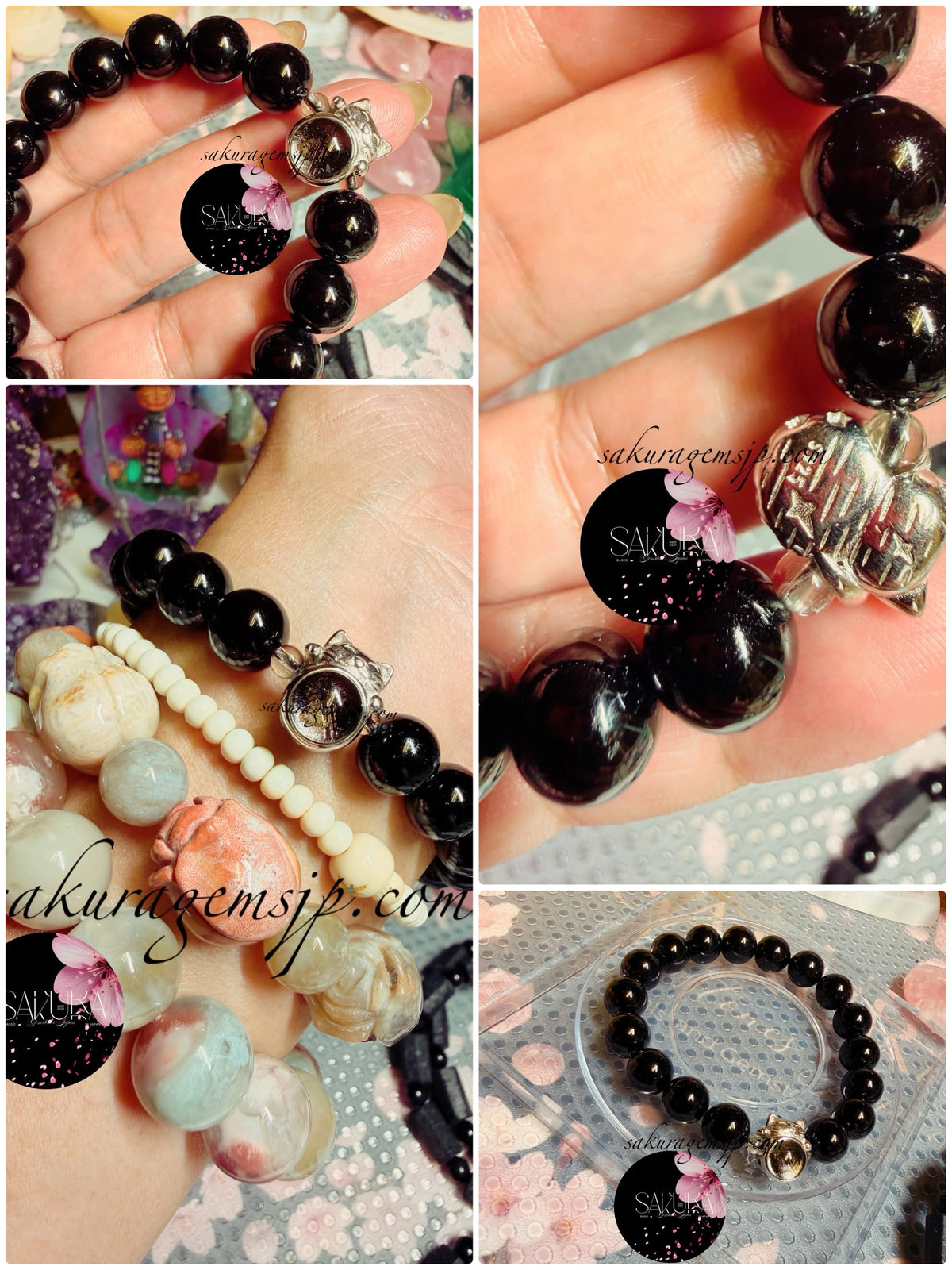 Black TOURMALINE Beads Beautifully Paired with Meteorite Muonionalusta Stone ( cat-loving charm ) Bracelet