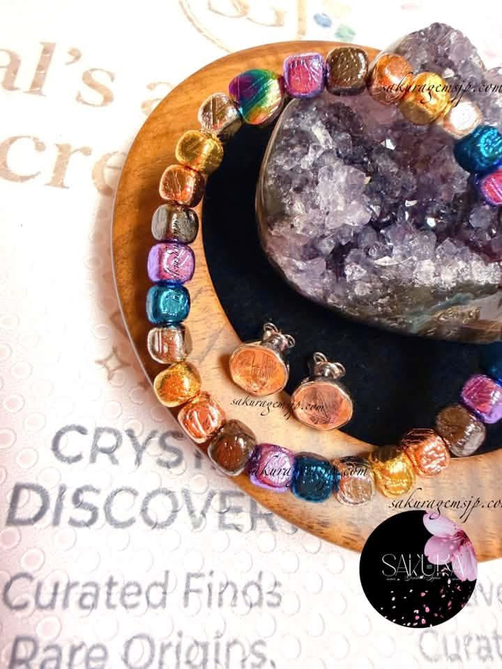 Meteorite Bracelet  “Cosmic Gemstone Bracelet”