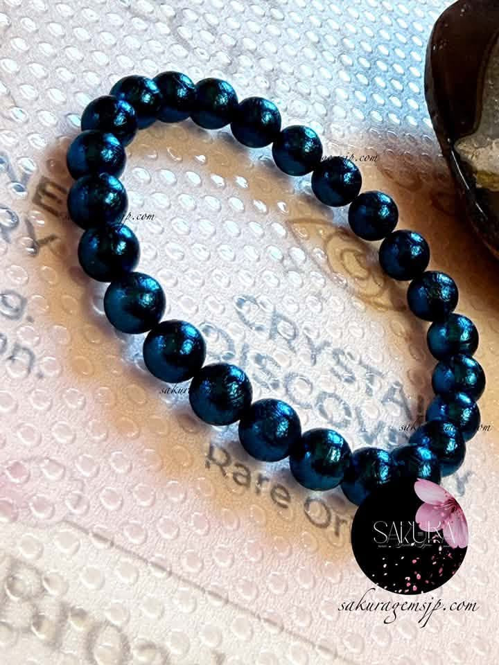 Genuine Blue Metallic Meteorite Bracelet